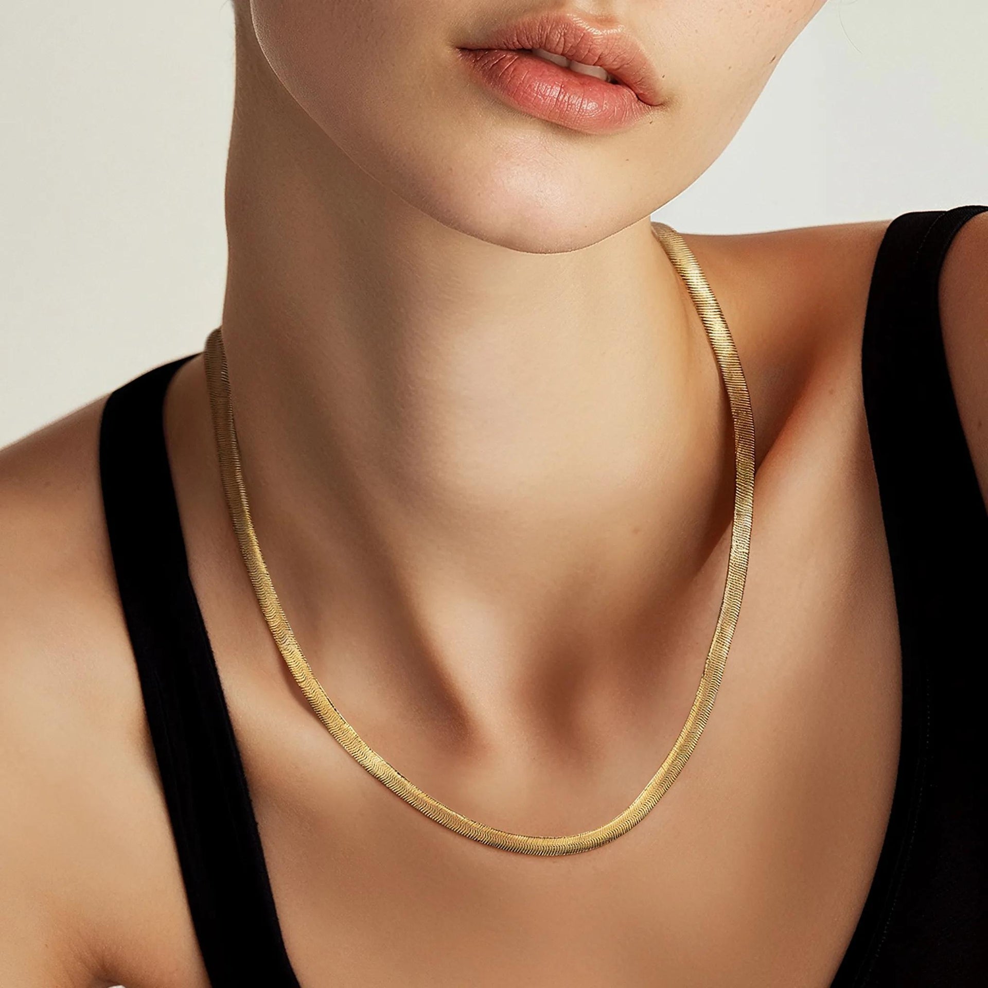 Herringbone Chain 14K Yellow Gold Necklace Size 18"