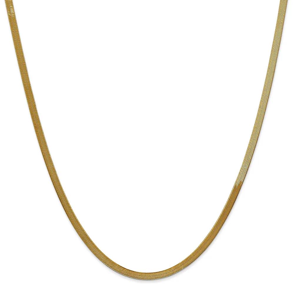 Herringbone Chain 14K Yellow Gold Necklace Size 18"