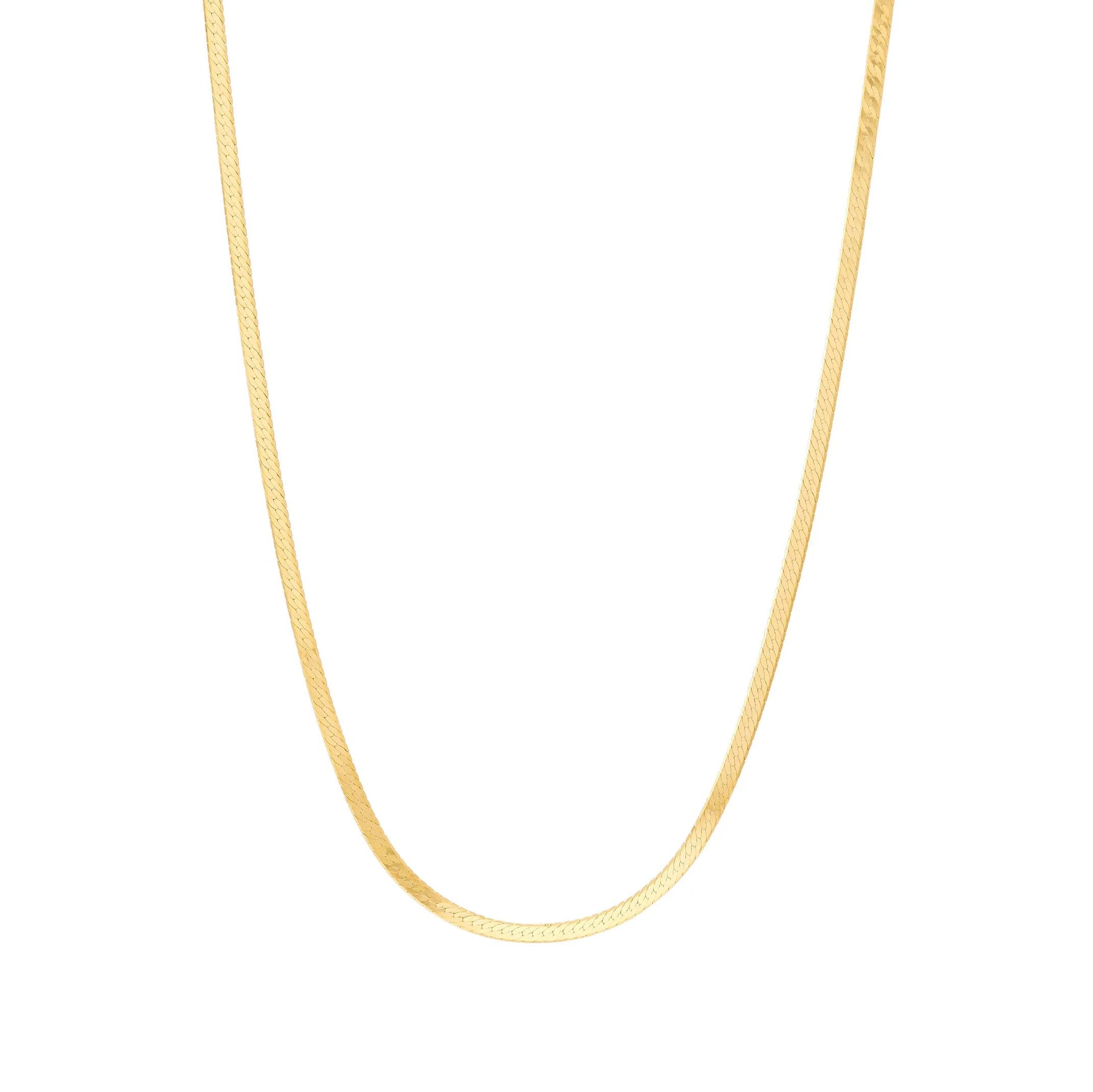 Herringbone Chain Necklace 14K Yellow Gold Size 18"
