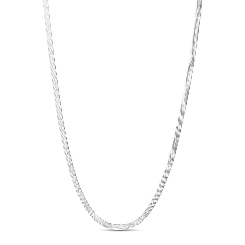 Herringbone Chain Necklace .925 Sterling Silver Gray Size 18"