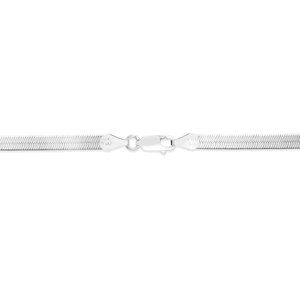 Herringbone Chain Necklace .925 Sterling Silver White Size 18"