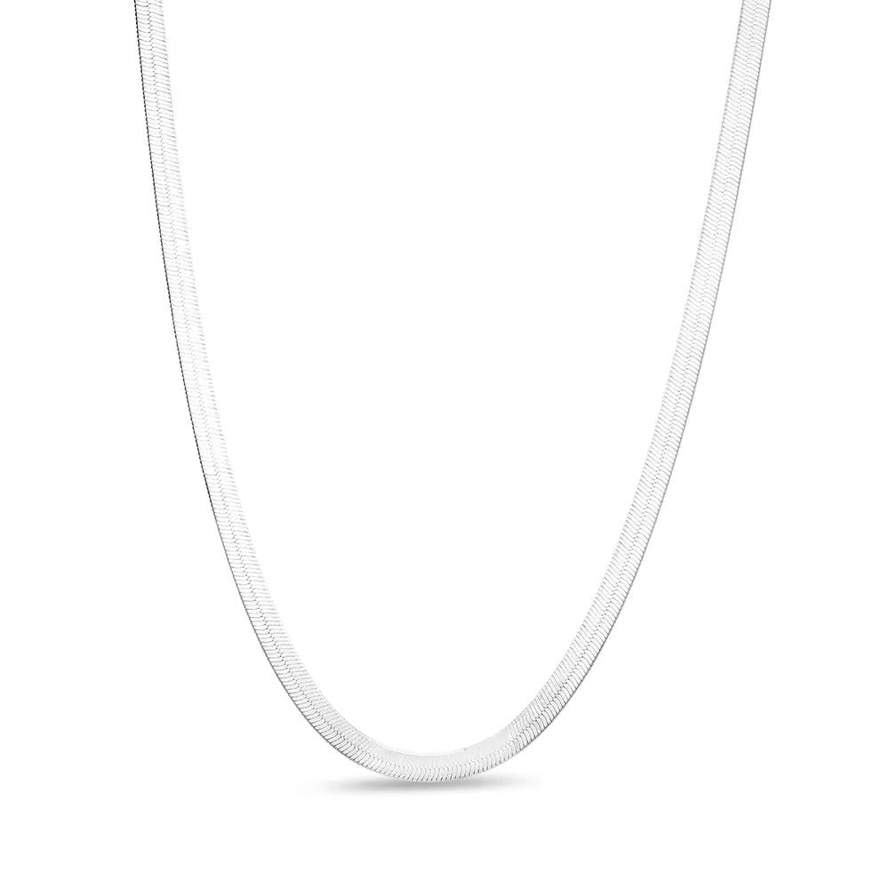 Herringbone Chain Necklace .925 Sterling Silver White Size 18"