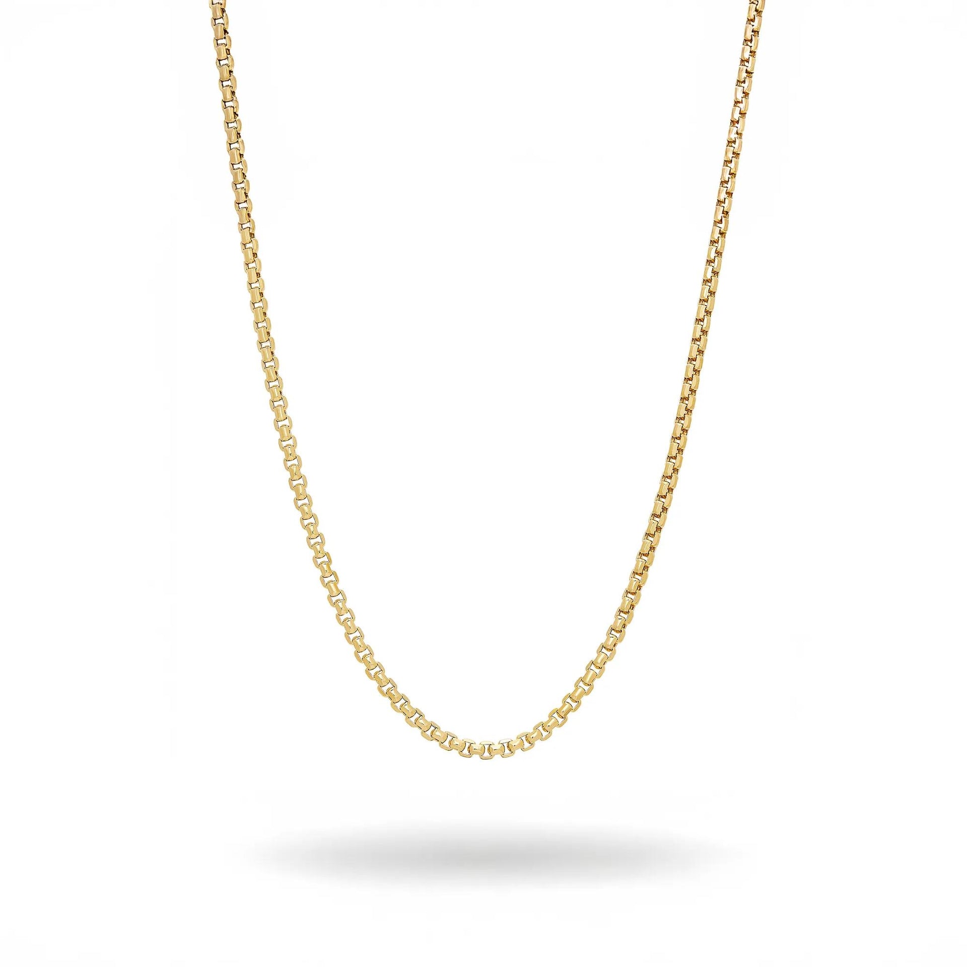 Hollow Box Chain 14K Yellow Gold Necklace Size 30"