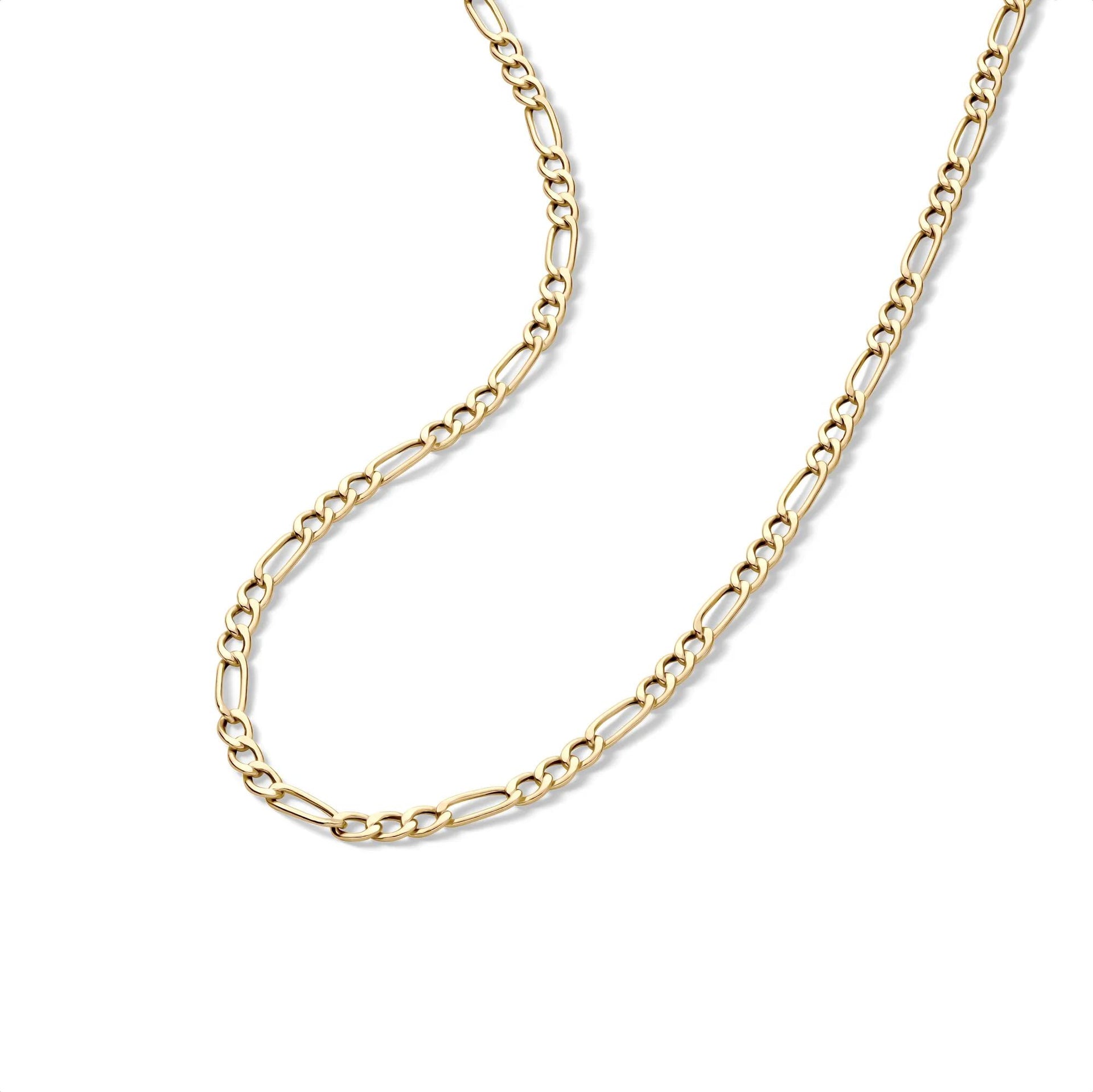 Hollow Figaro Chain 14K Yellow Gold Necklace Size 18"
