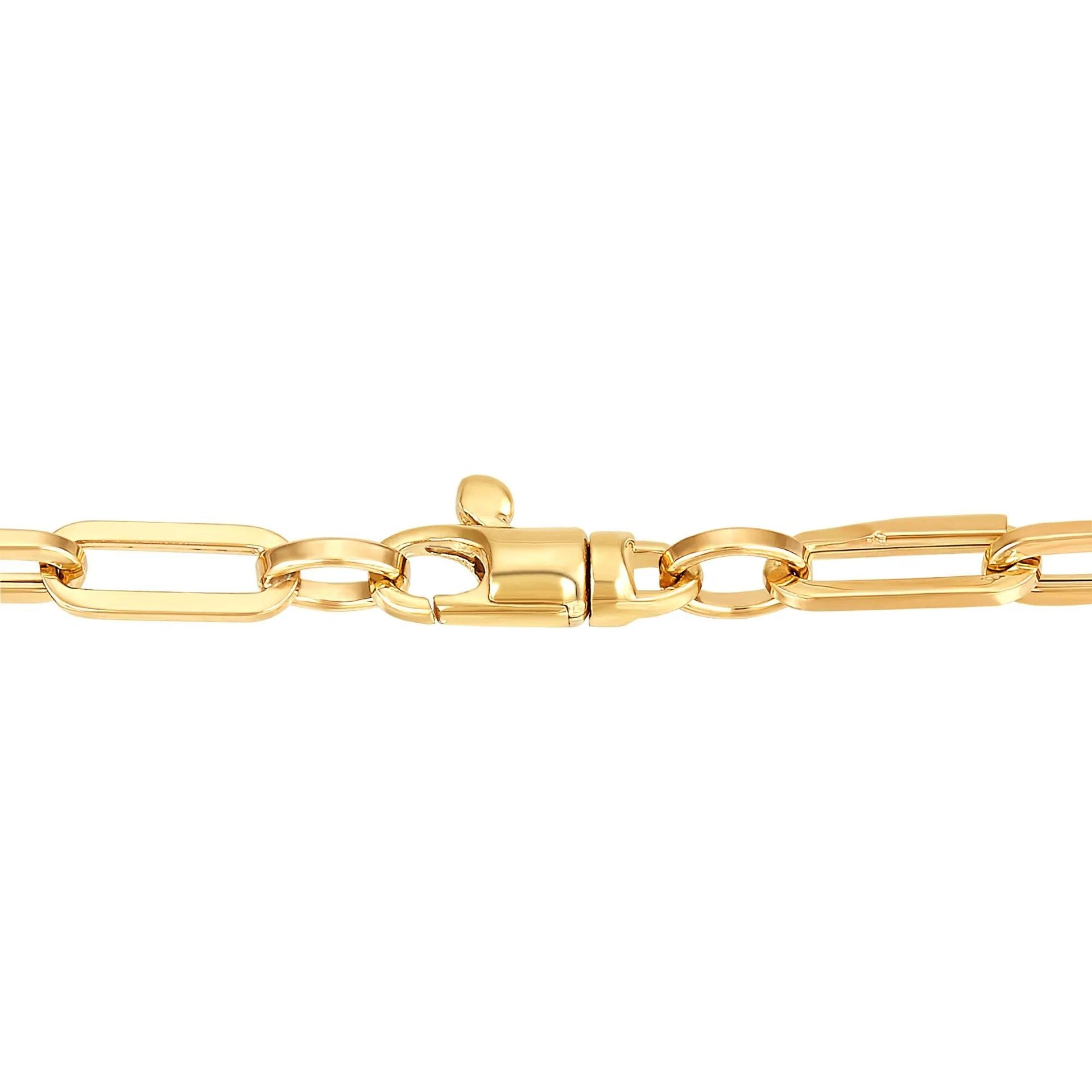 Hollow Paperclip Chain 10K Yellow Gold Necklace Size 18"