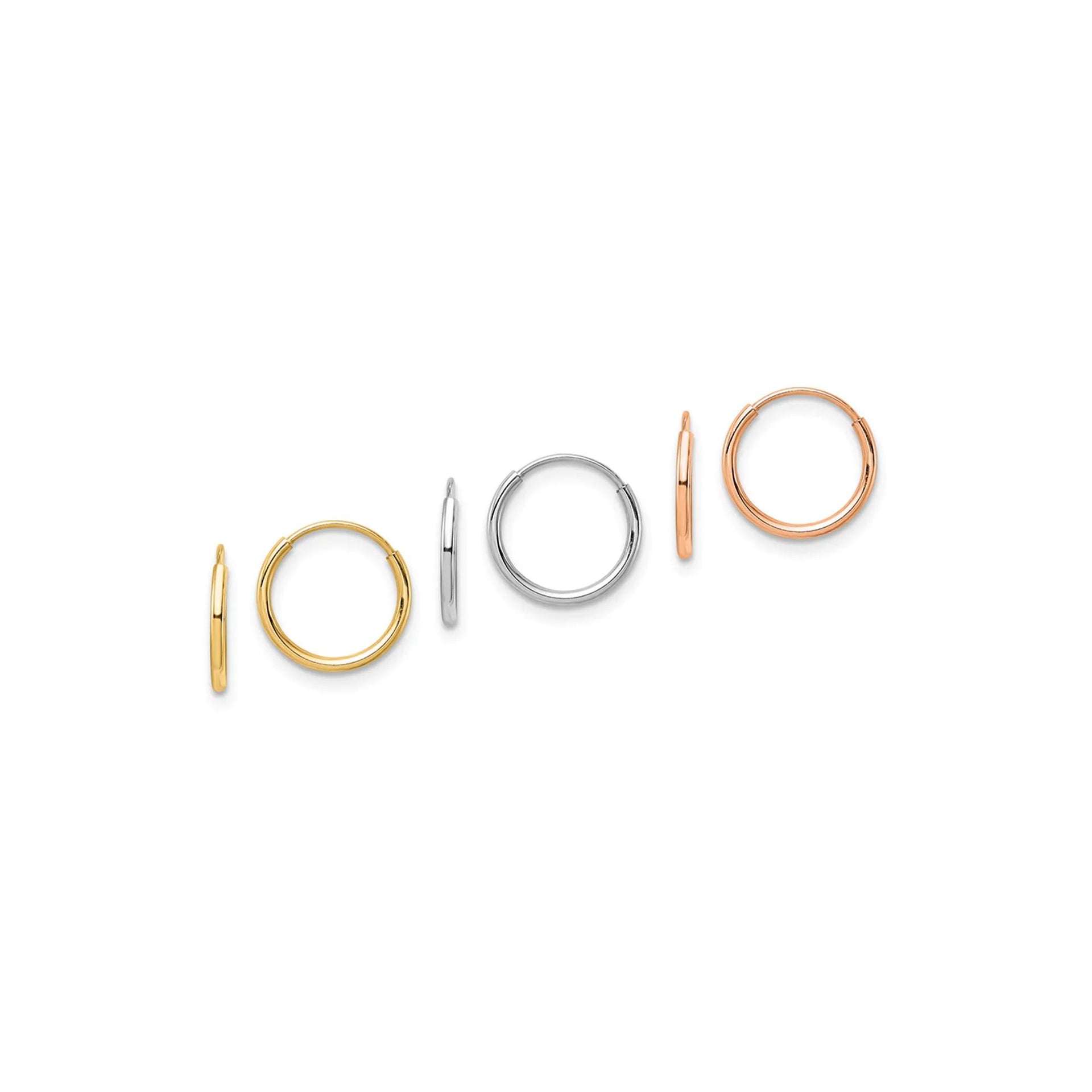 Hoop Earrings Boxed Set 14K Gold Yellow