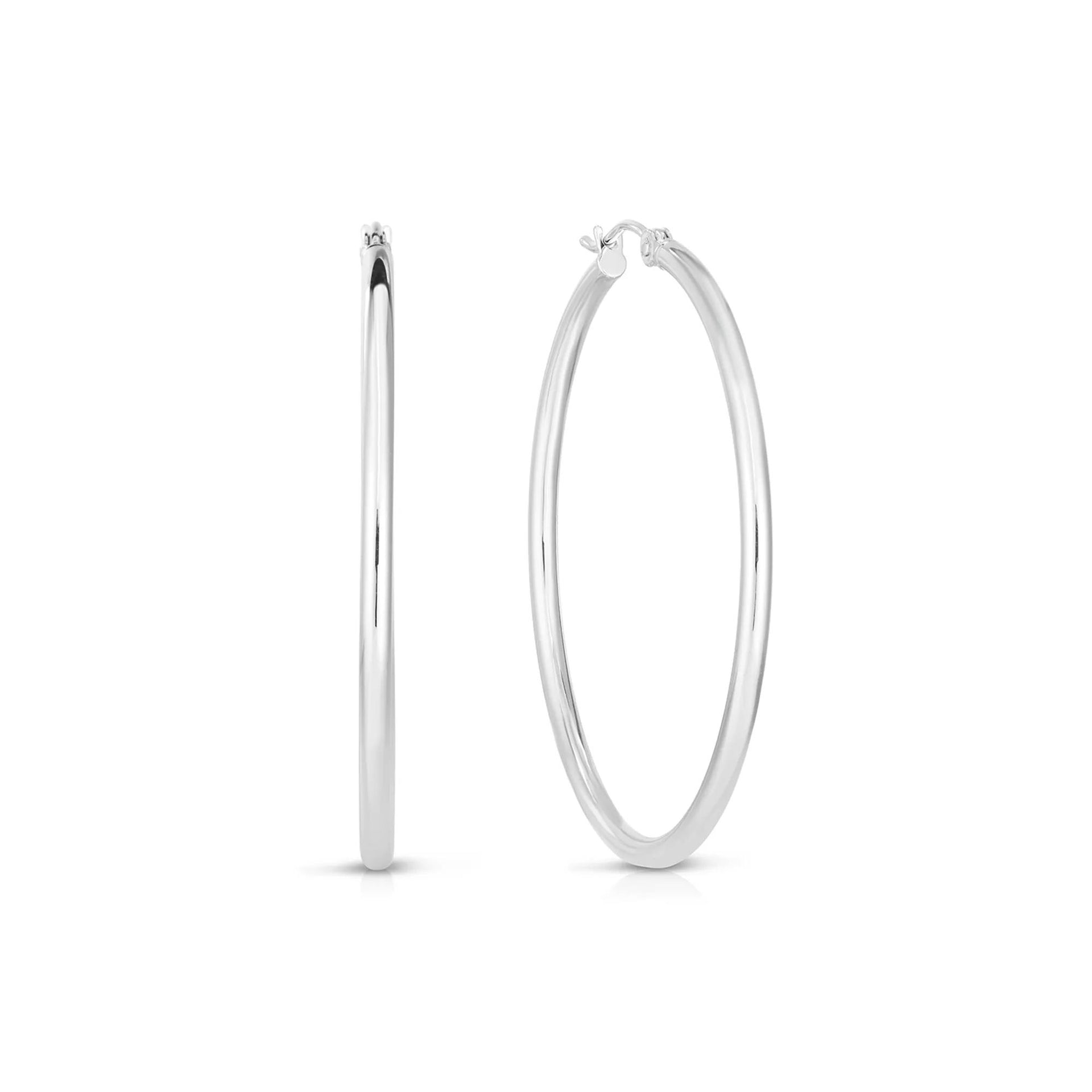 Hoop Earrings 14K White Gold Size 40.00mm