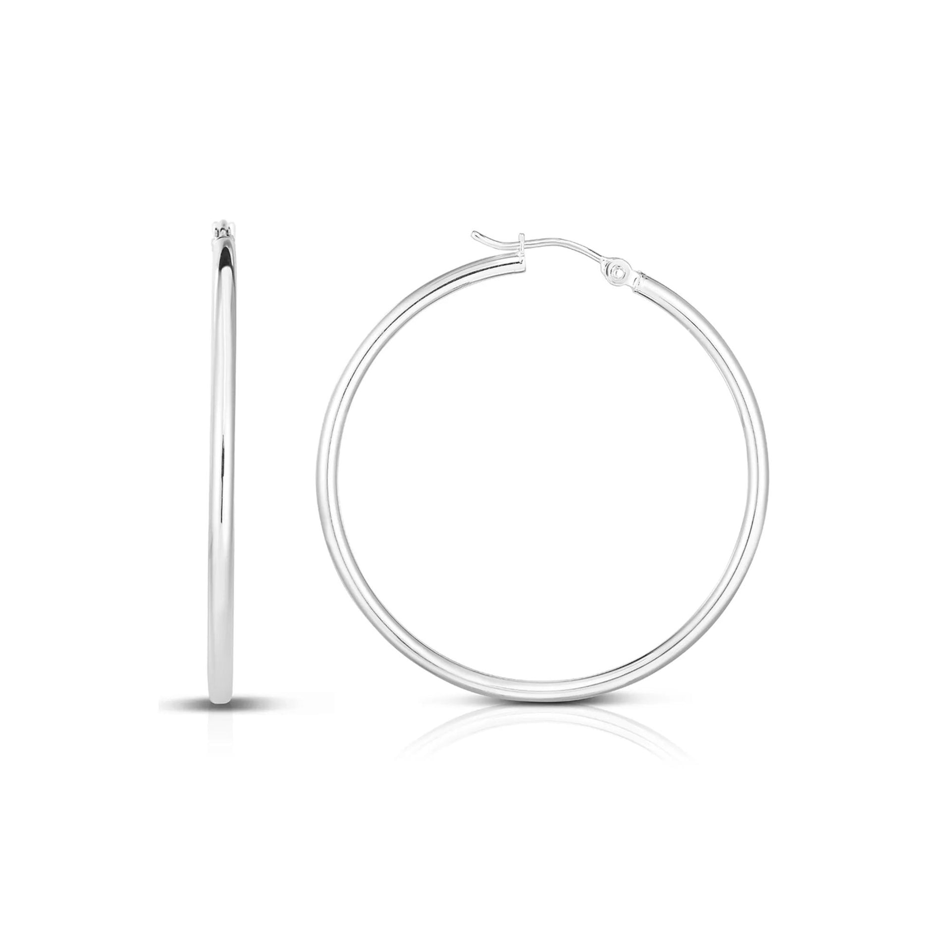 Hoop Earrings 14K White Gold Size 40.00mm