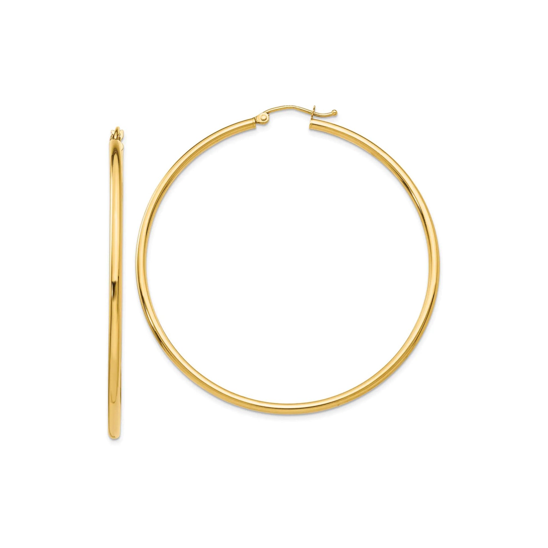 Hoop Earrings 14K Yellow Gold Size 55.00mm