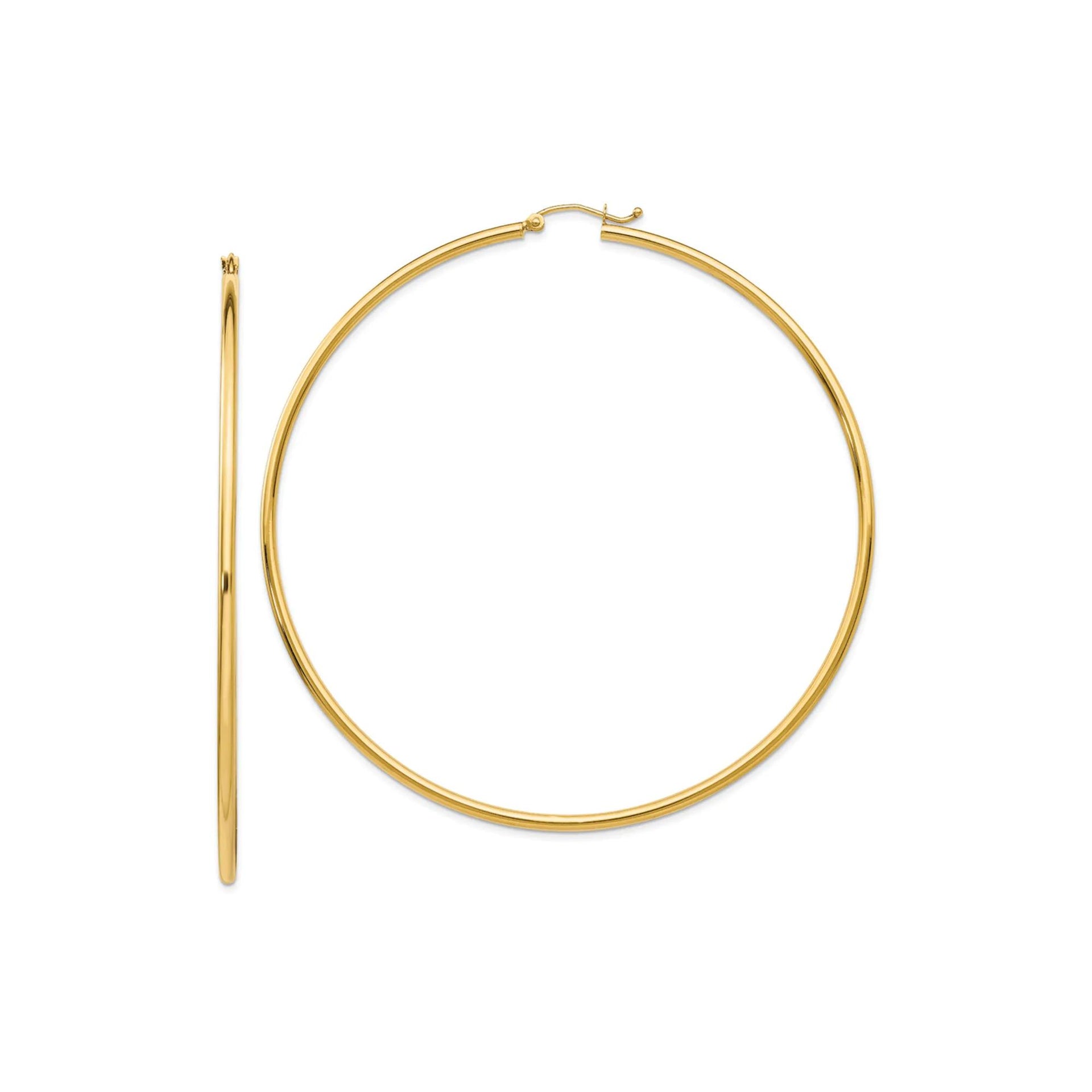 Hoop Earrings 14K Yellow Gold Size 75.00mm