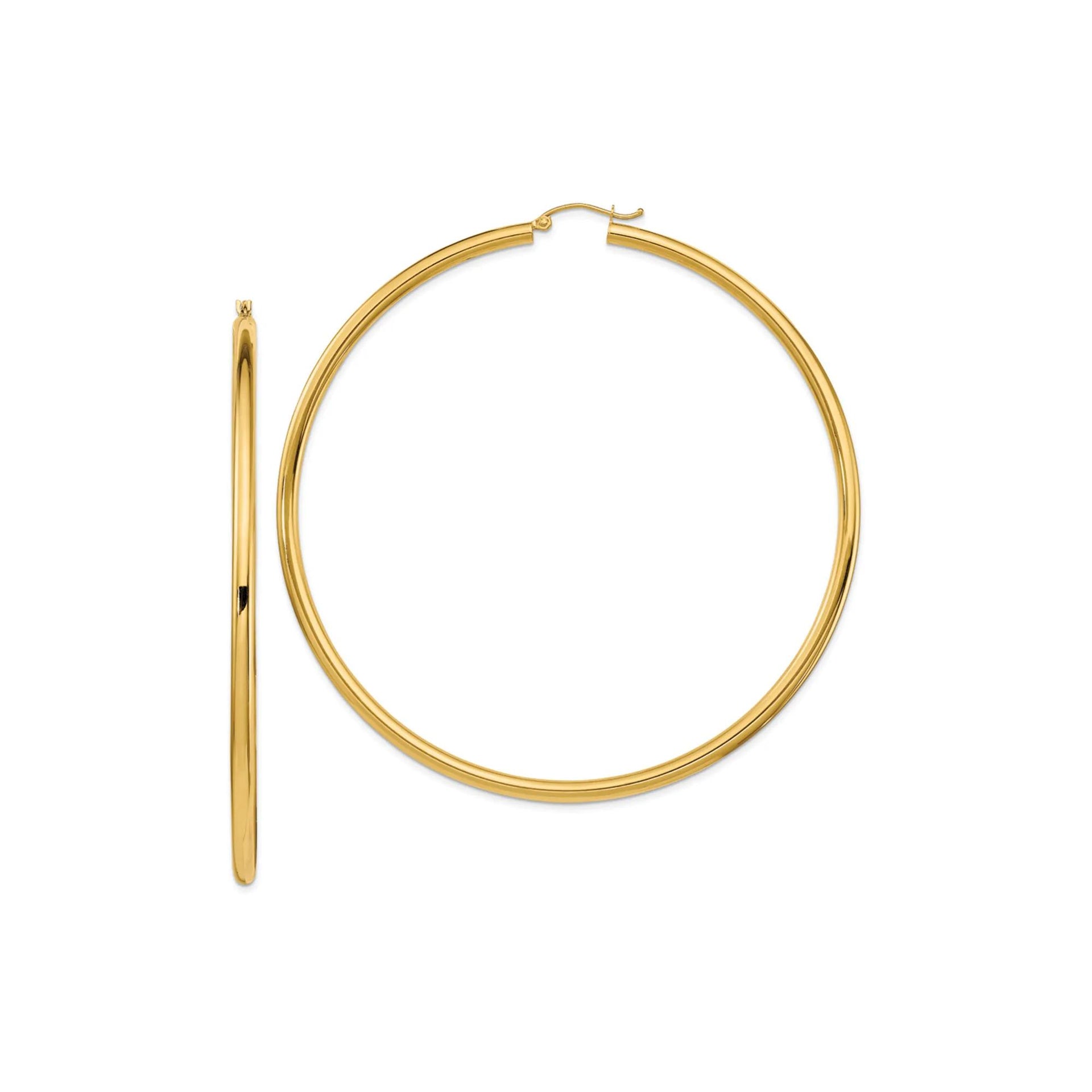 Hoop Earrings 14K Yellow Gold Size 80.00mm