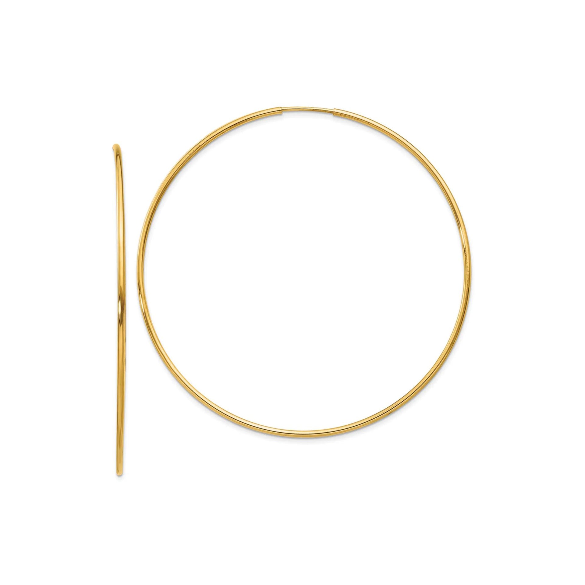 Hoop Earrings 14K Yellow Gold Size 60.00mm