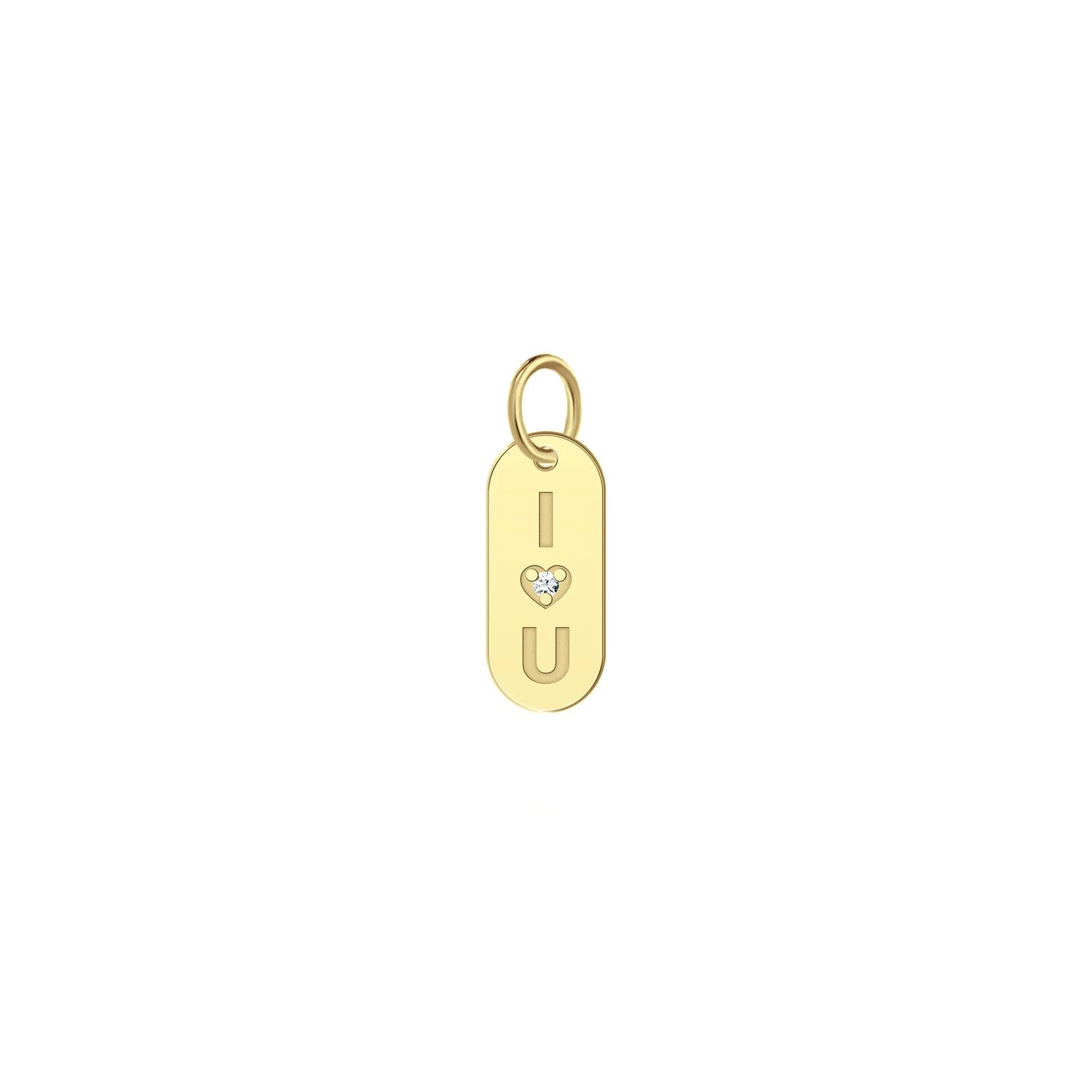 I Love You Oval Bar Tag with Diamond Accent 10K Yellow Gold Size 5.50mm