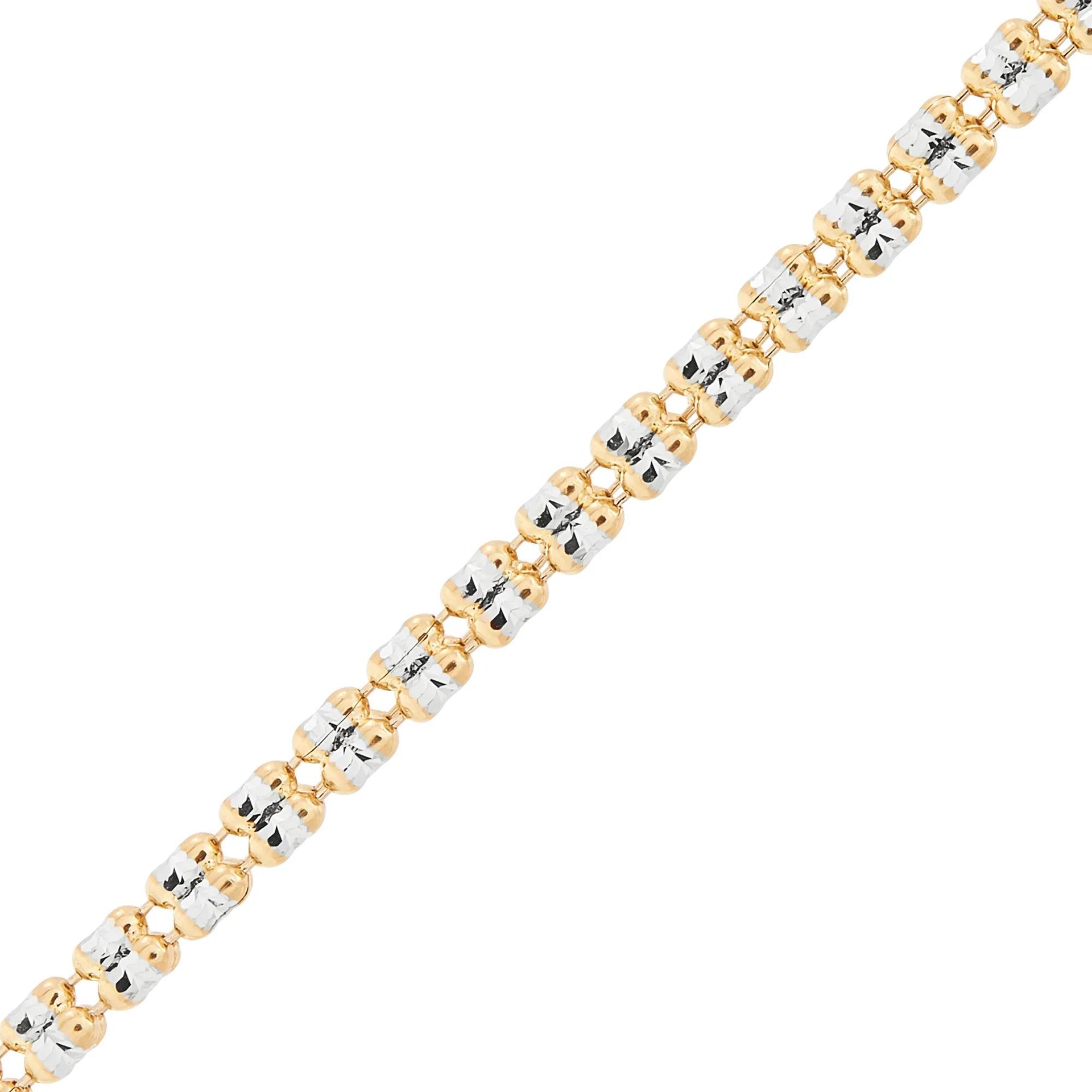 Iced Chain 10K Yellow and White Gold Necklace Size 17"
