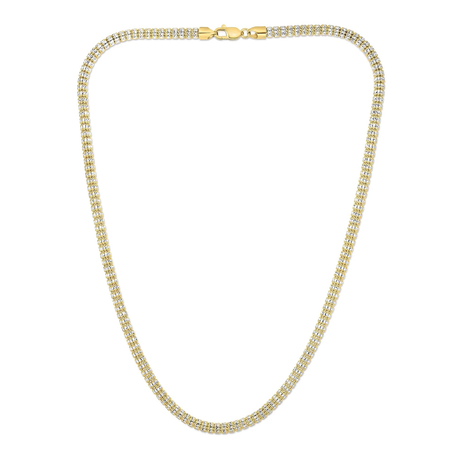 Iced Chain 10K Yellow Gold Necklace Size 22"