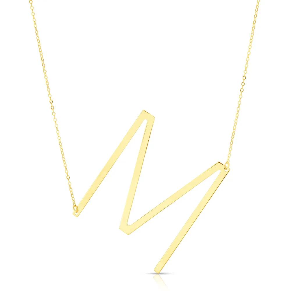 "m" Initial Necklace 14K Yellow Gold Size 18"