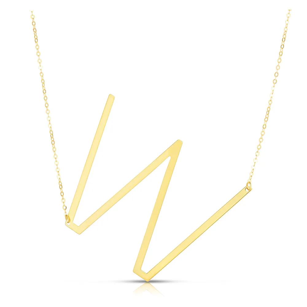 "w" Initial Necklace 14K Yellow Gold Size 18"