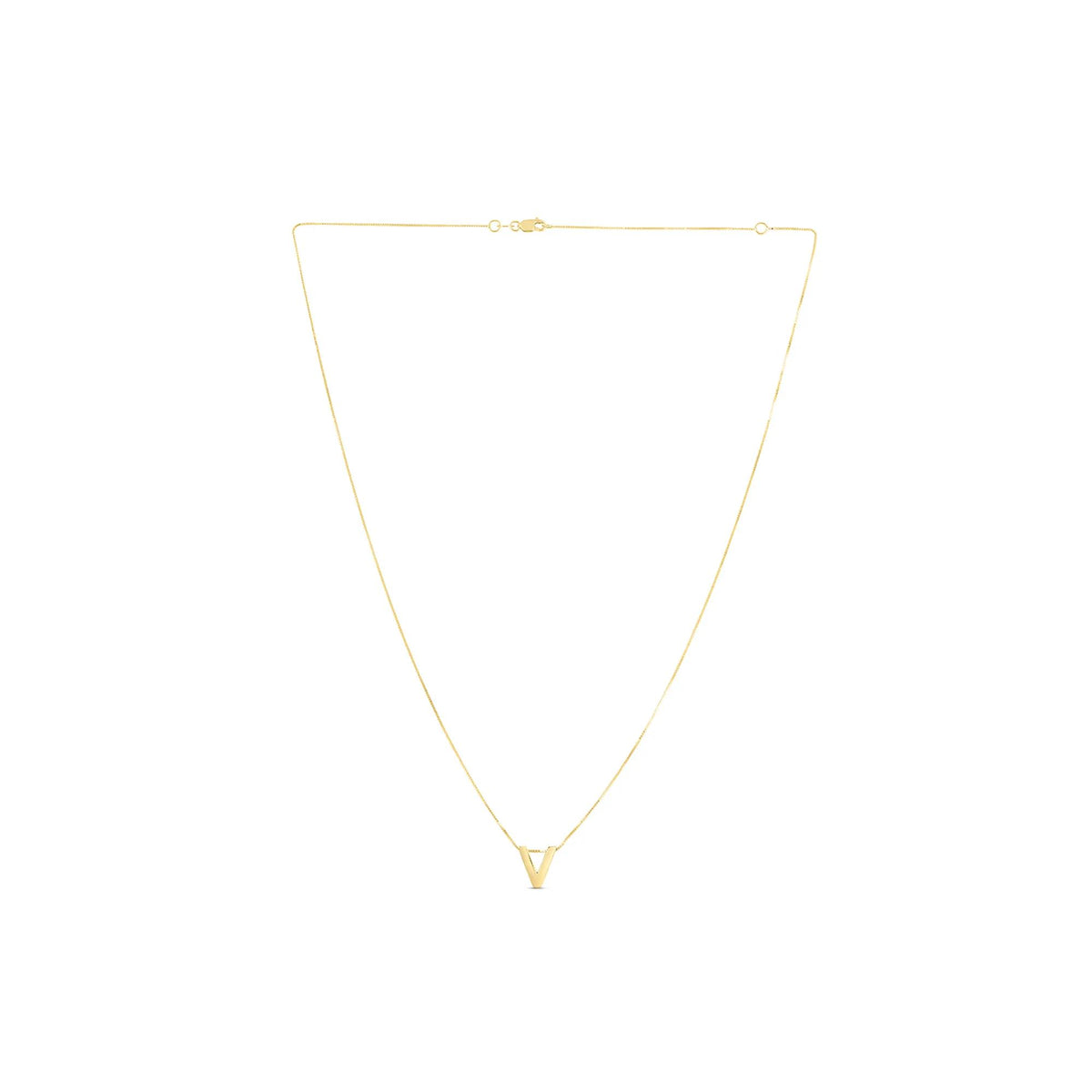 "v" Initial Necklace 14K Yellow Gold Size 18"