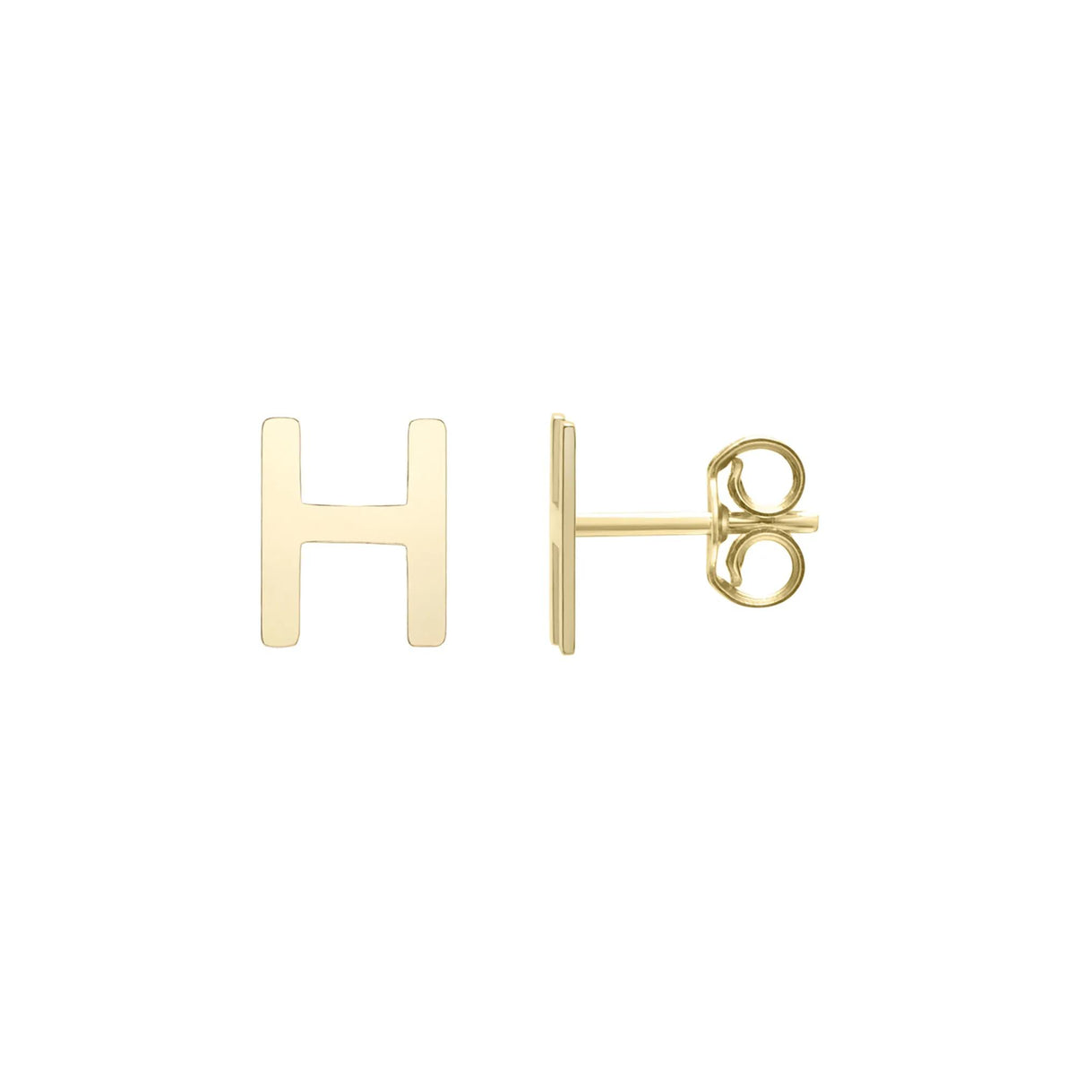 Initial Stud Earrings Letter "h" 14K Yellow Gold Size 5.00mm