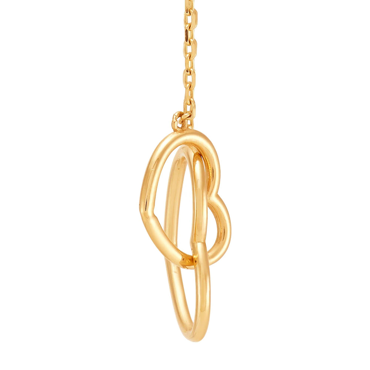 Interlocked Heart Necklace 14K Yellow Gold Size 18"
