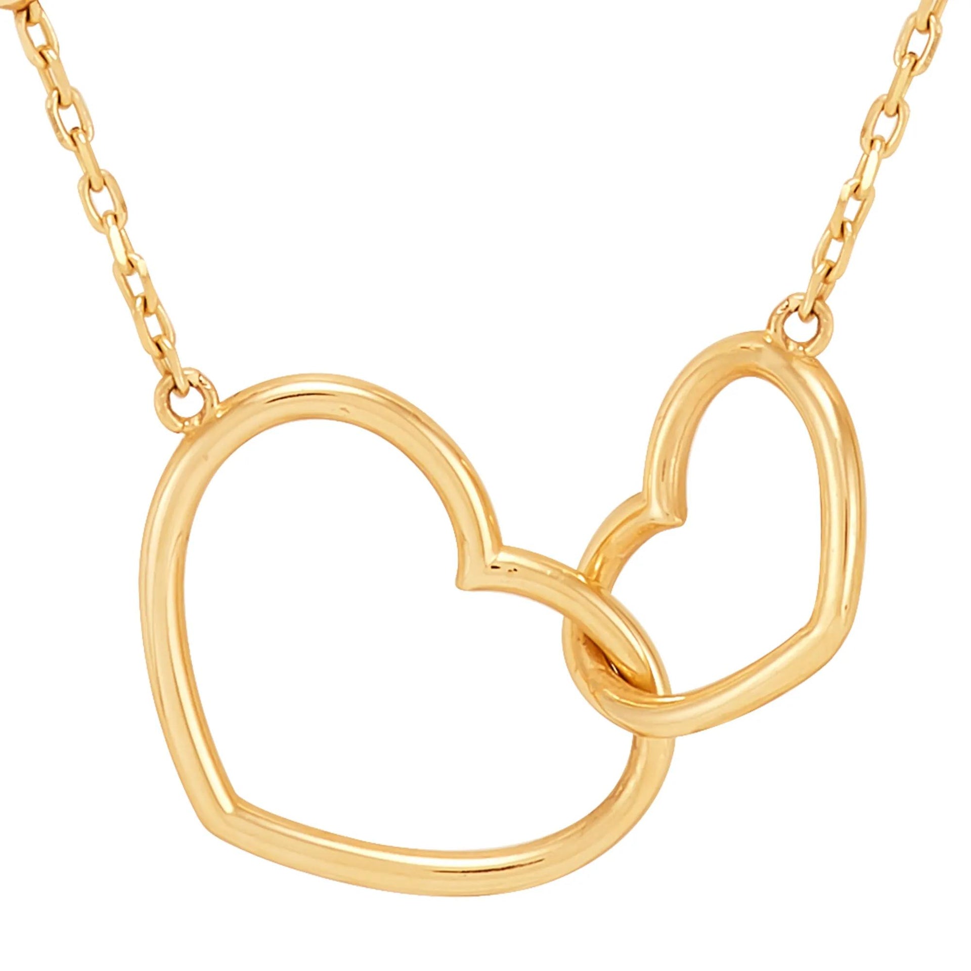 Interlocked Heart Necklace 14K Yellow Gold Size 18"