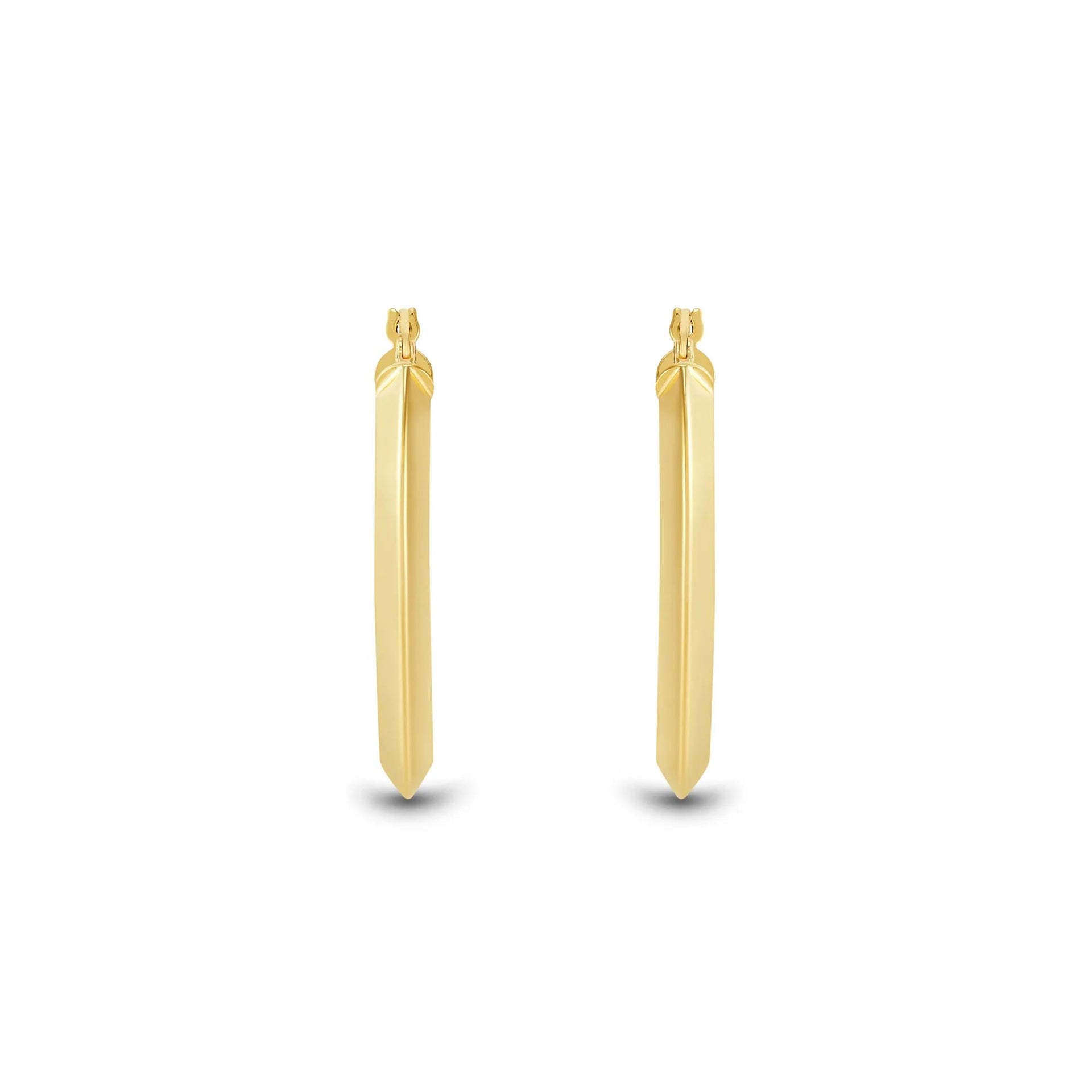 Knife-Edge Hoop Earrings 14K Yellow Gold Size 20.00mm