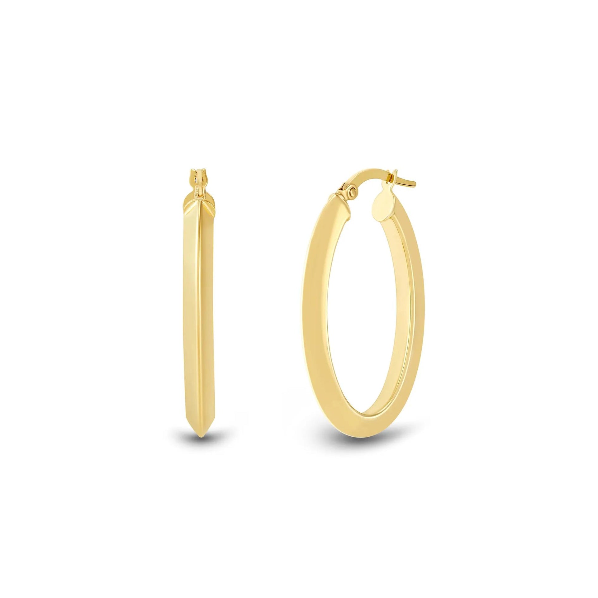 Knife-Edge Hoop Earrings 14K Yellow Gold Size 20.00mm