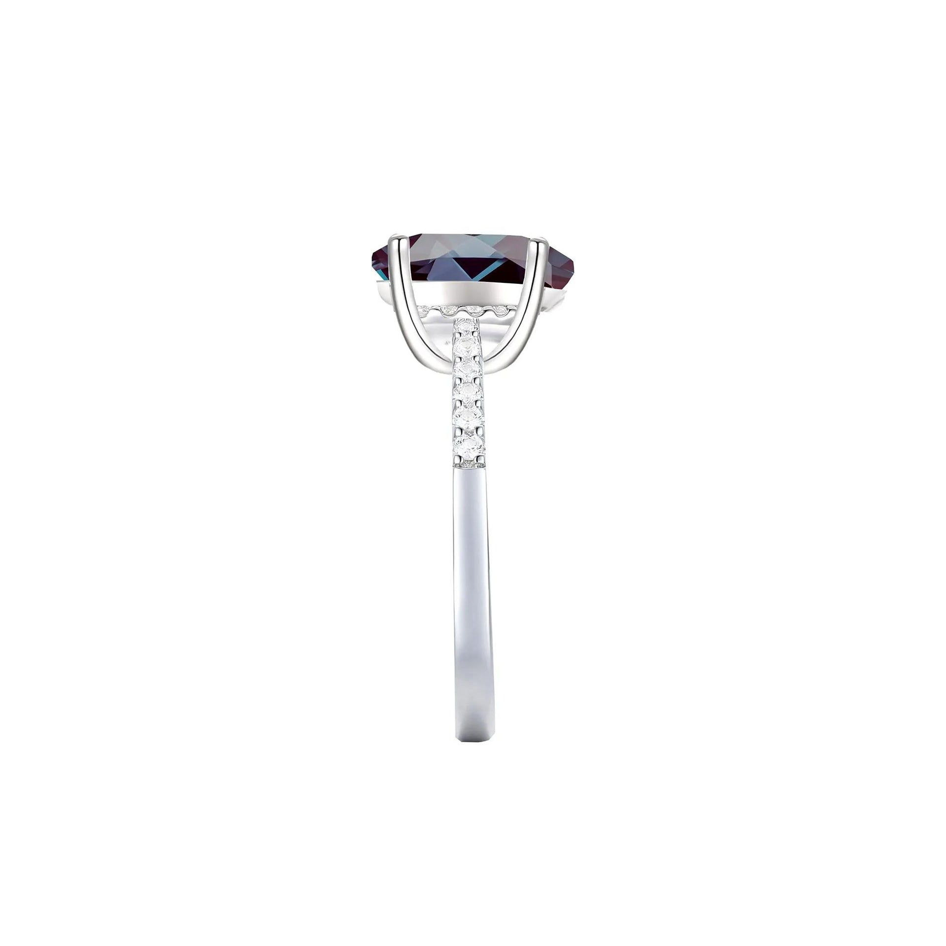 1/7 CT. Tw. Lab-Created Alexandrite and Diamond Ring 10K White Gold Size 9 1mm