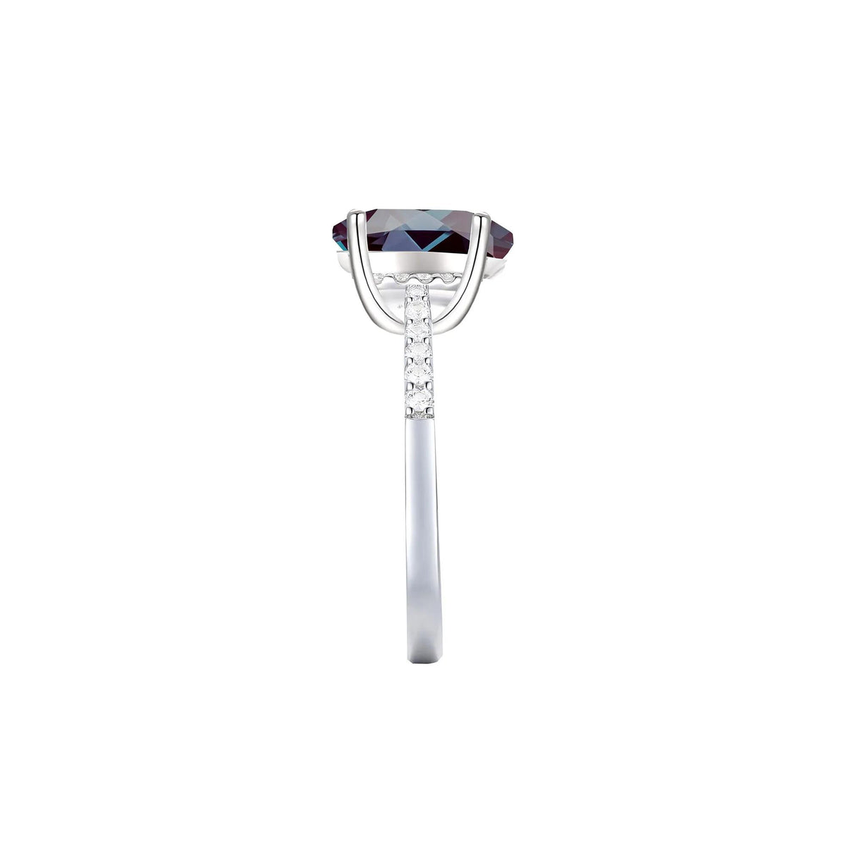 1/7 CT. Tw. Lab-Created Alexandrite and Diamond Ring 10K White Gold Size 8.5 1mm