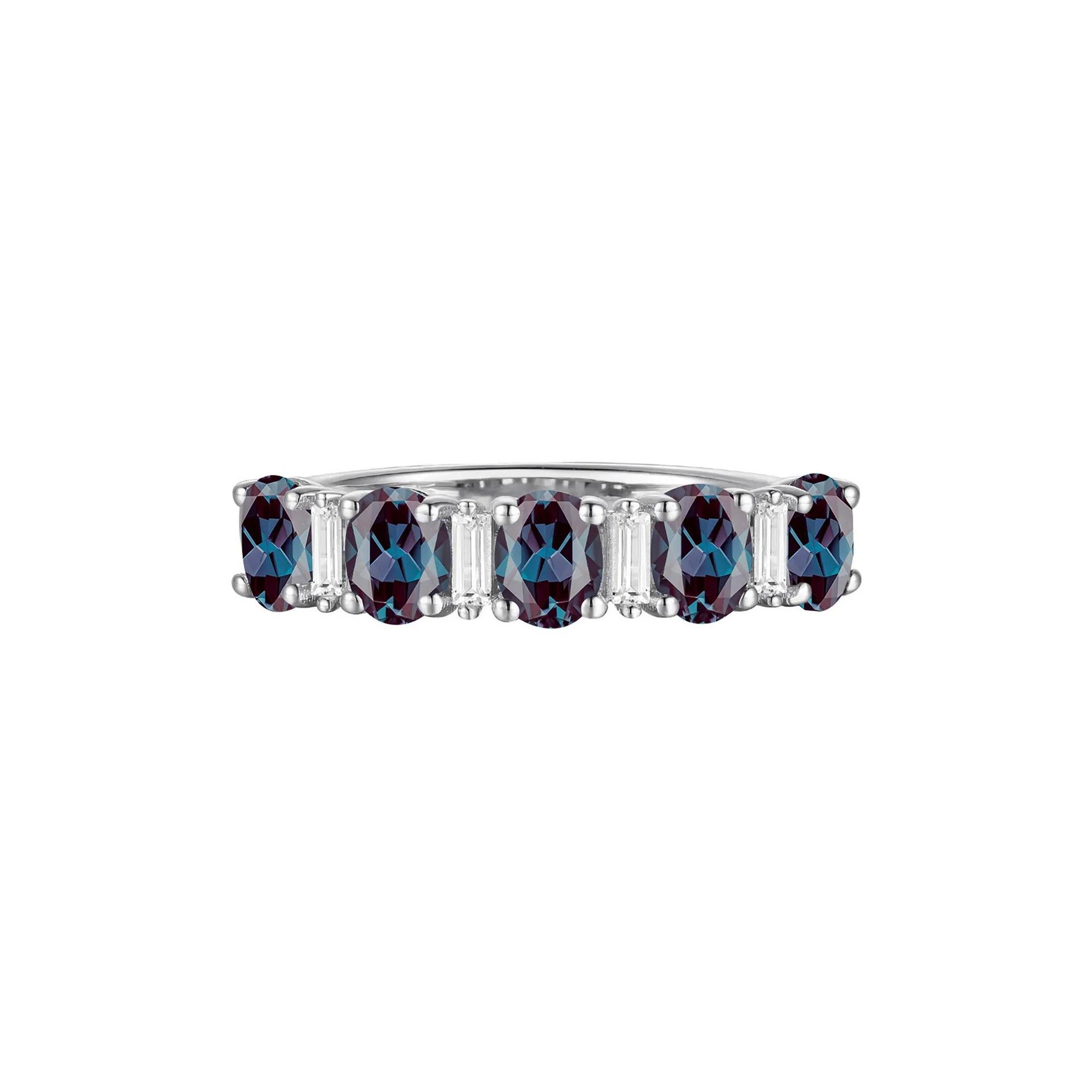 1/8 CT. Tw. Lab-Created Alexandrite and Diamond Ring 10K White Gold Size 7.5 1mm