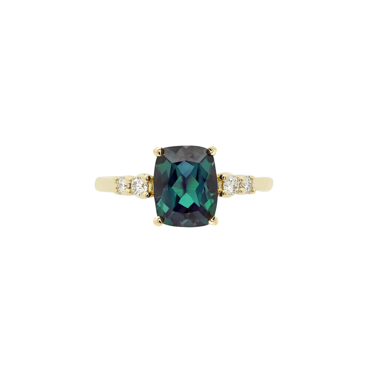 1/7 CT. Tw. Lab-Created Alexandrite and Diamond Ring 10K Yellow Gold Round Brilliant Cut Size 7 1mm