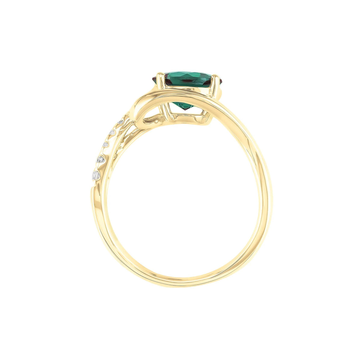 Lab-Created Alexandrite and Diamond Ring 10K Yellow Gold Round Brilliant Cut Size 8 1mm