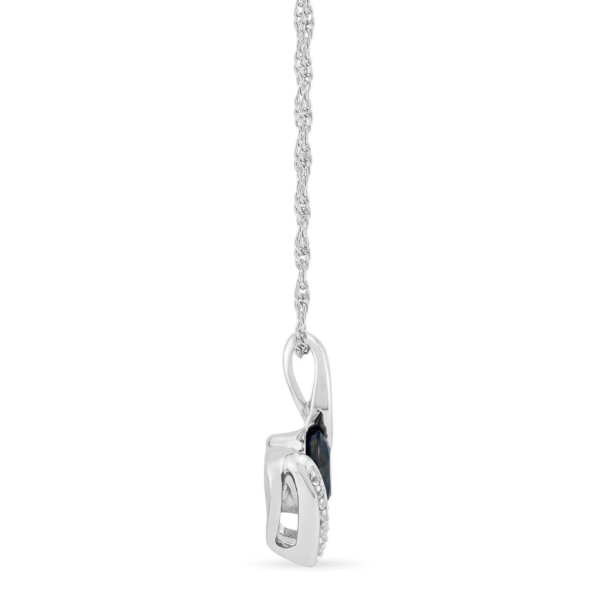 Lab-Created Alexandrite and Lab-Created White Sapphire Pendant Necklace .925 Sterling Silver Size 18"
