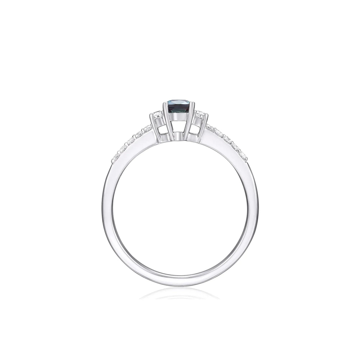 Lab-Created Alexandrite and Lab-Created White Sapphire Ring 10K White Gold Size 8