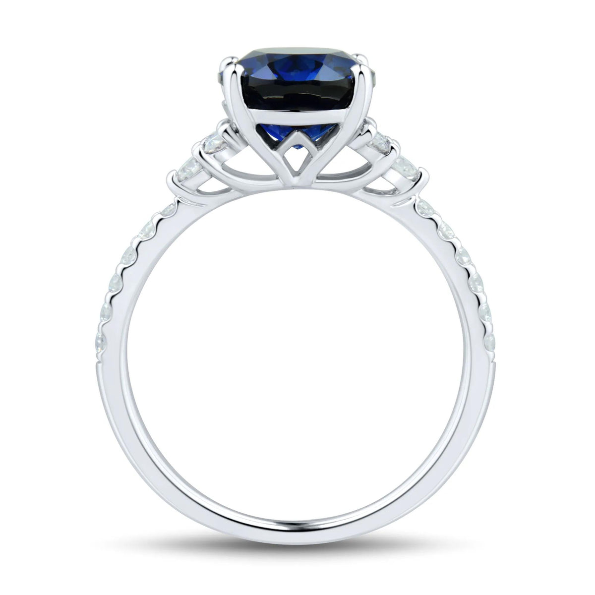 1/3 CT. Tw. Lab-Created Blue Sapphire and Lab Grown Diamond Ring 10K White Gold Size 6.5 1mm