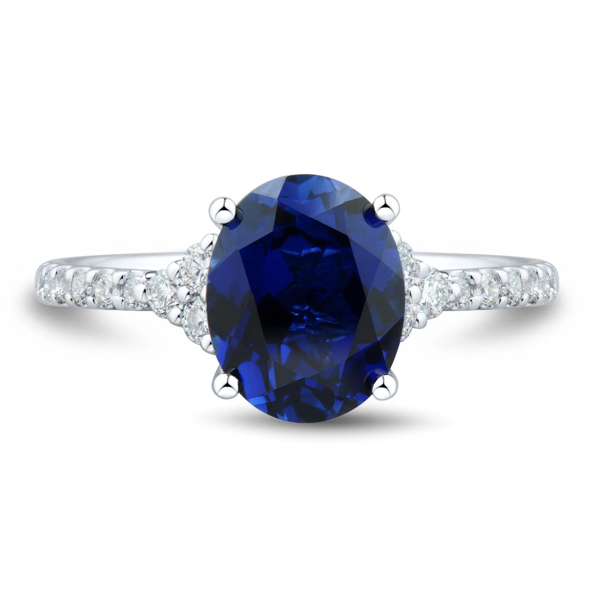 1/3 CT. Tw. Lab-Created Blue Sapphire and Lab Grown Diamond Ring 10K White Gold Size 6.5 1mm
