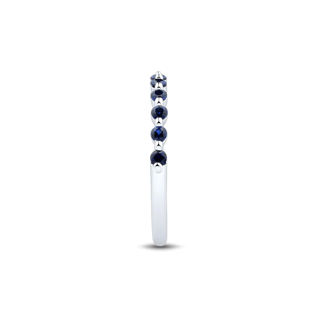 Lab Created Blue Sapphire Stack Band Ring .925 Sterling Silver White Size 6.5 1mm