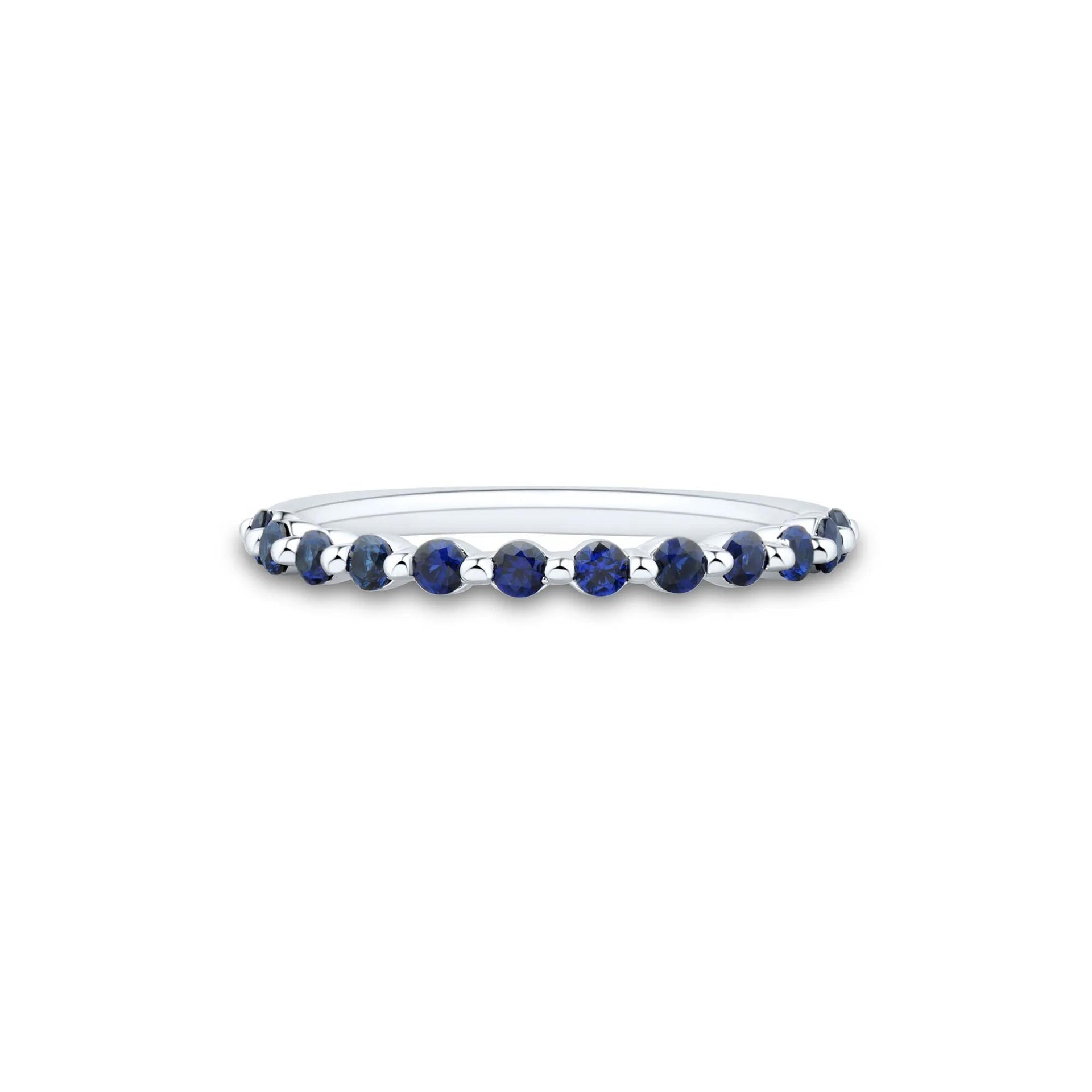 Lab Created Blue Sapphire Stack Band Ring .925 Sterling Silver White Size 6 1mm