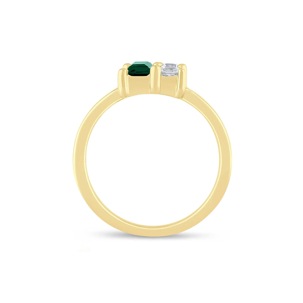 1/3 CT. Tw. Lab-Created Emerald and Lab Grown Diamond Ring 10K Yellow Gold Size 8.5 1.5mm