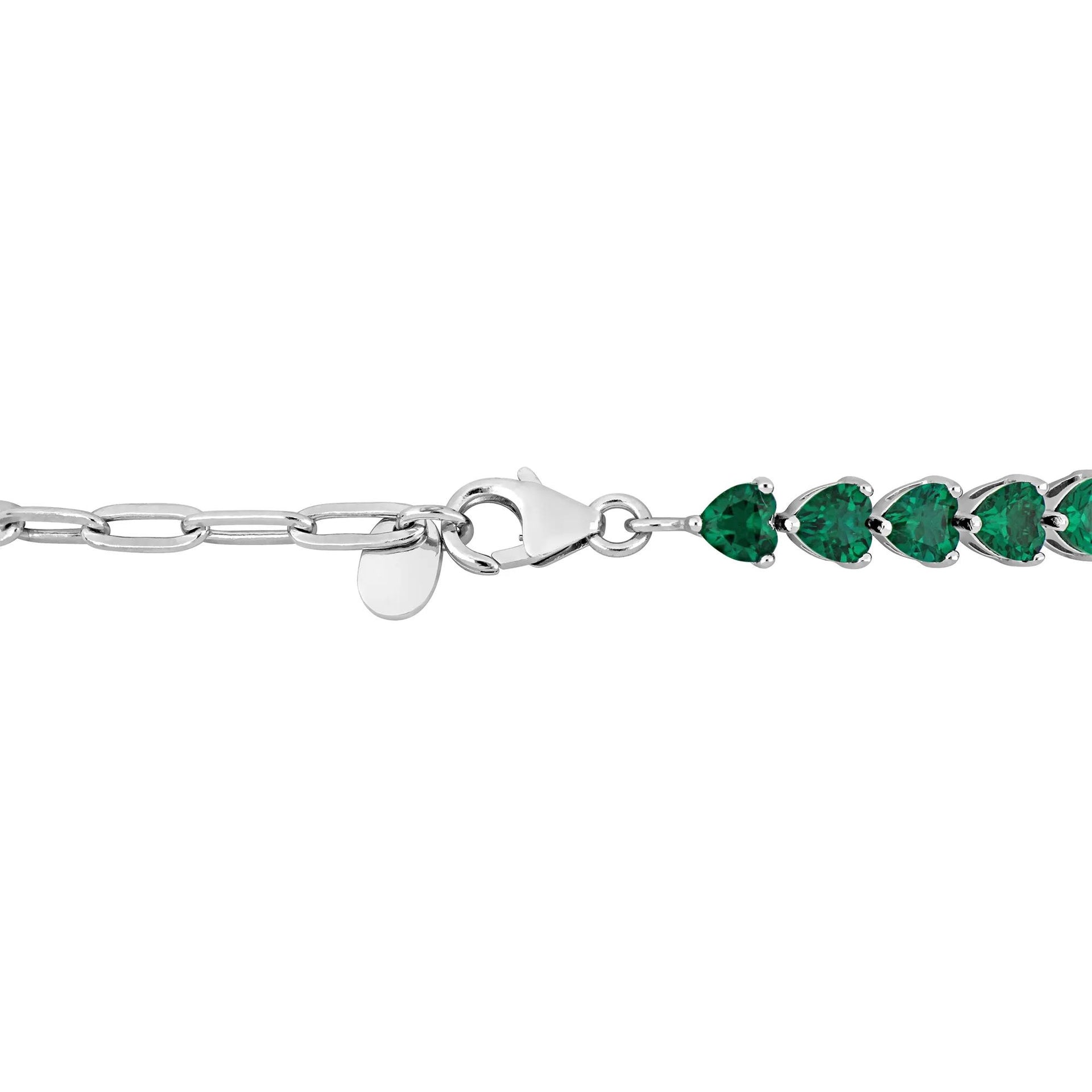 Lab-Created Emerald Tennis Bracelet .925 Sterling Silver White Size 4.50mm