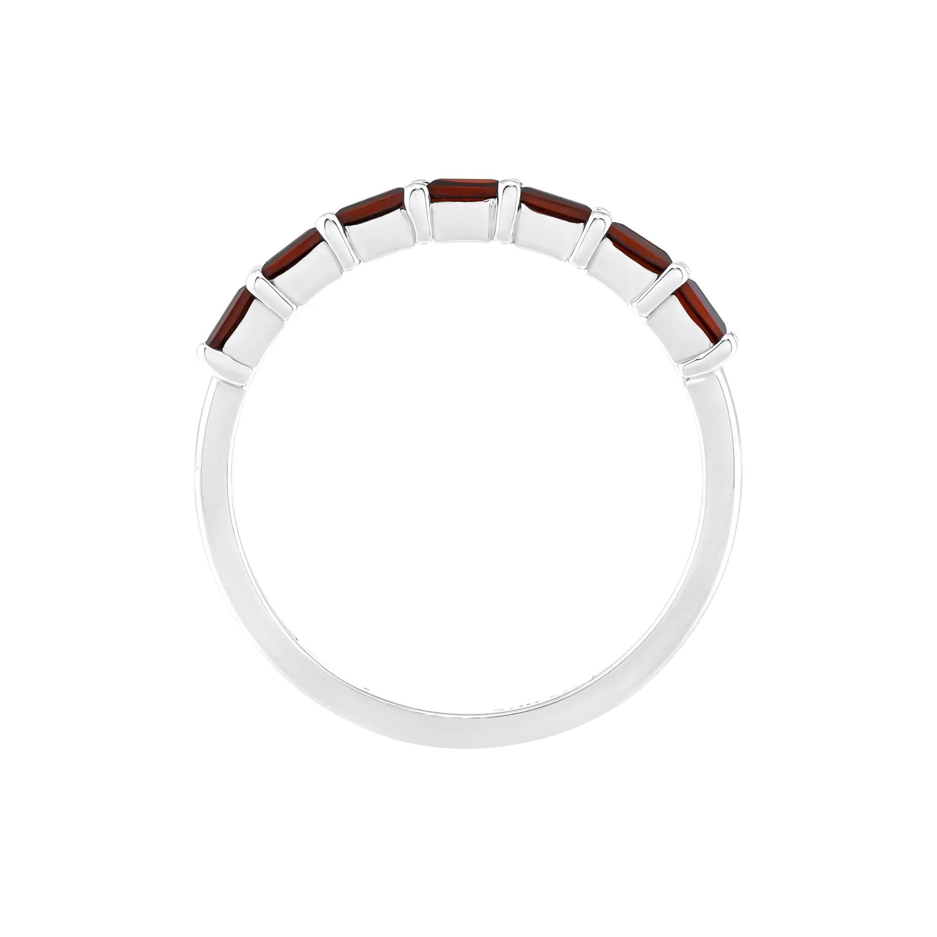 Garnet Baguette Stack Ring .925 Sterling Silver White Size 7 1.5mm