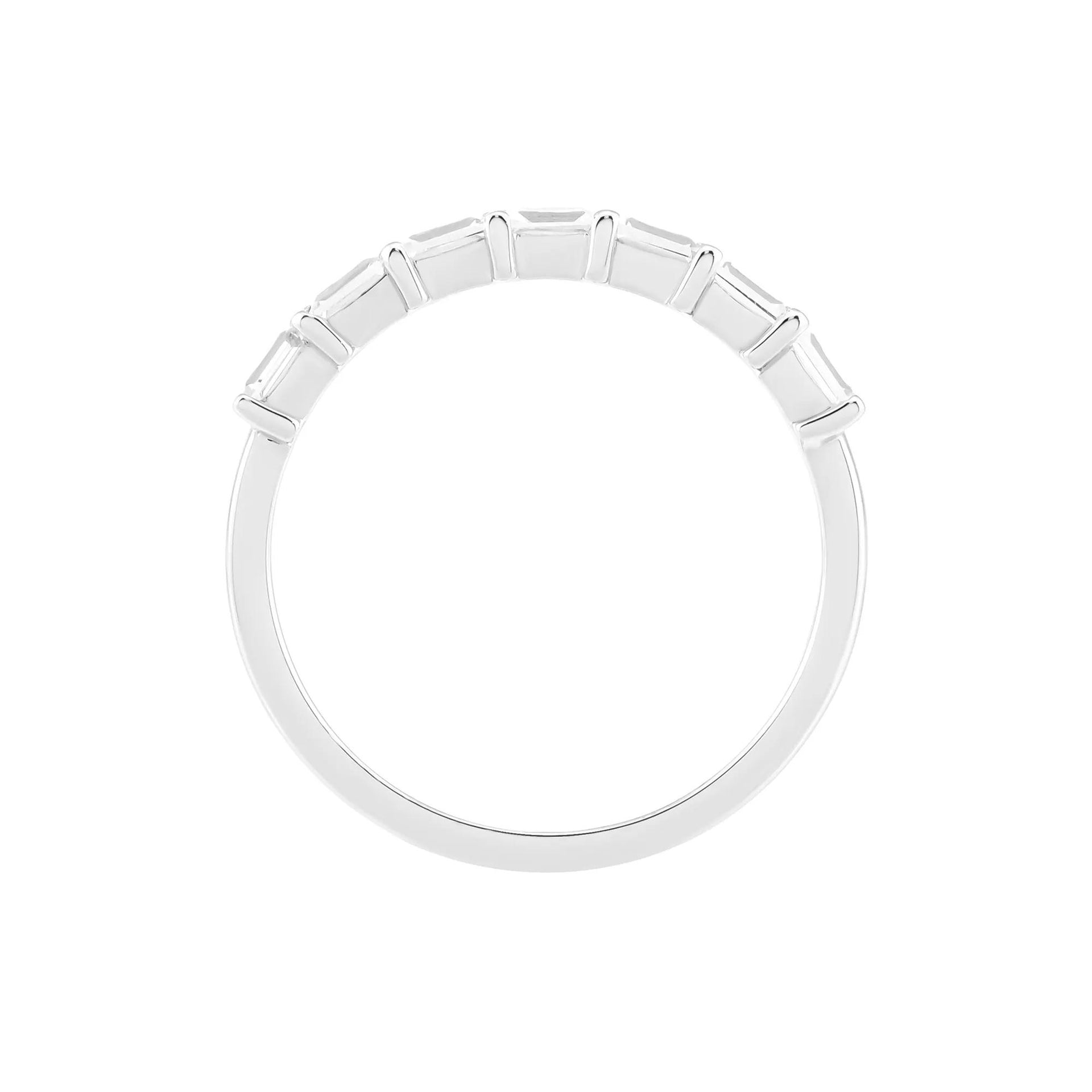 Lab-Created White Sapphire Baguette Stack Ring .925 Sterling Silver Size 8.5 1.5mm