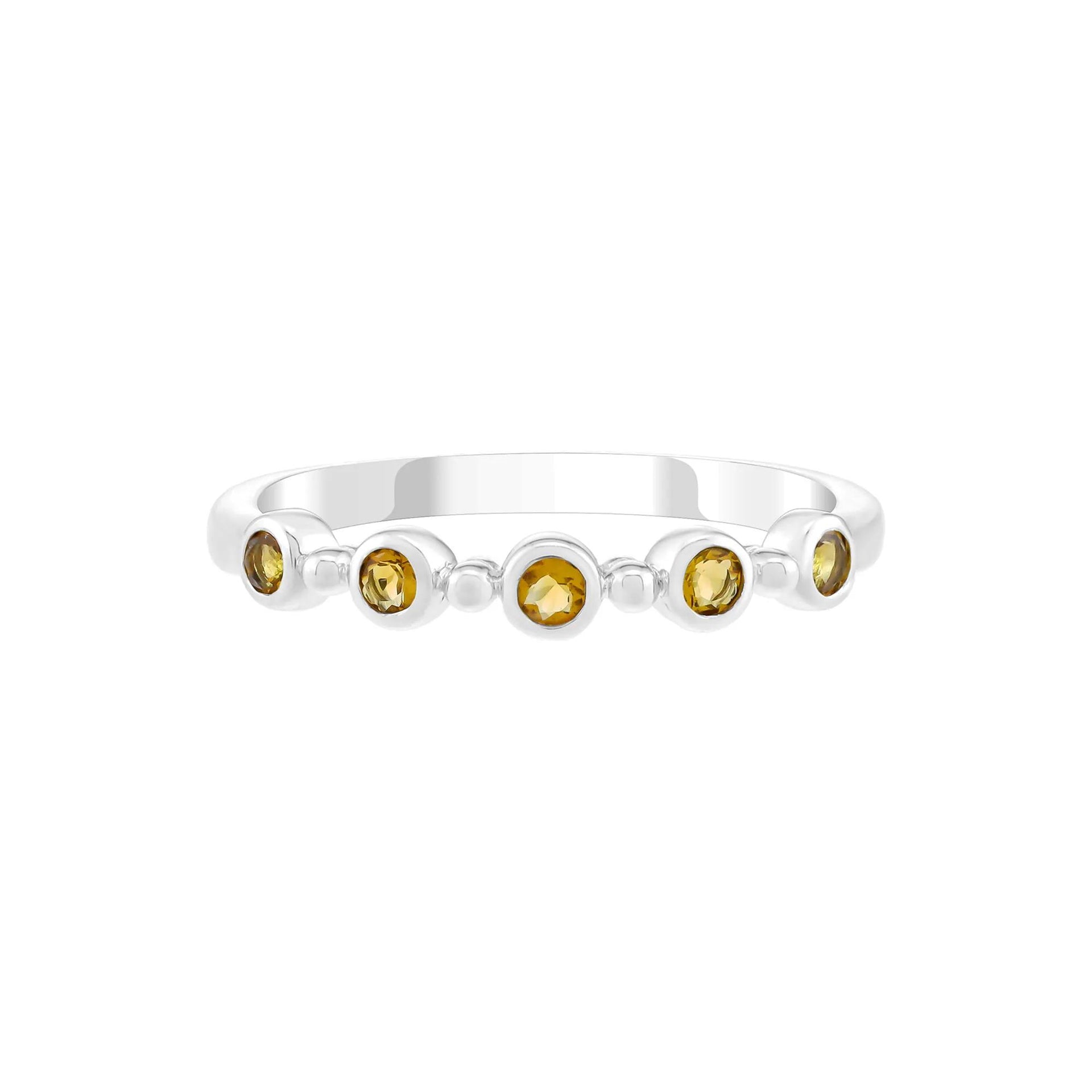 Citrine Bezel Stack Ring .925 Sterling Silver Round Brilliant Cut White Size 9.5 2mm