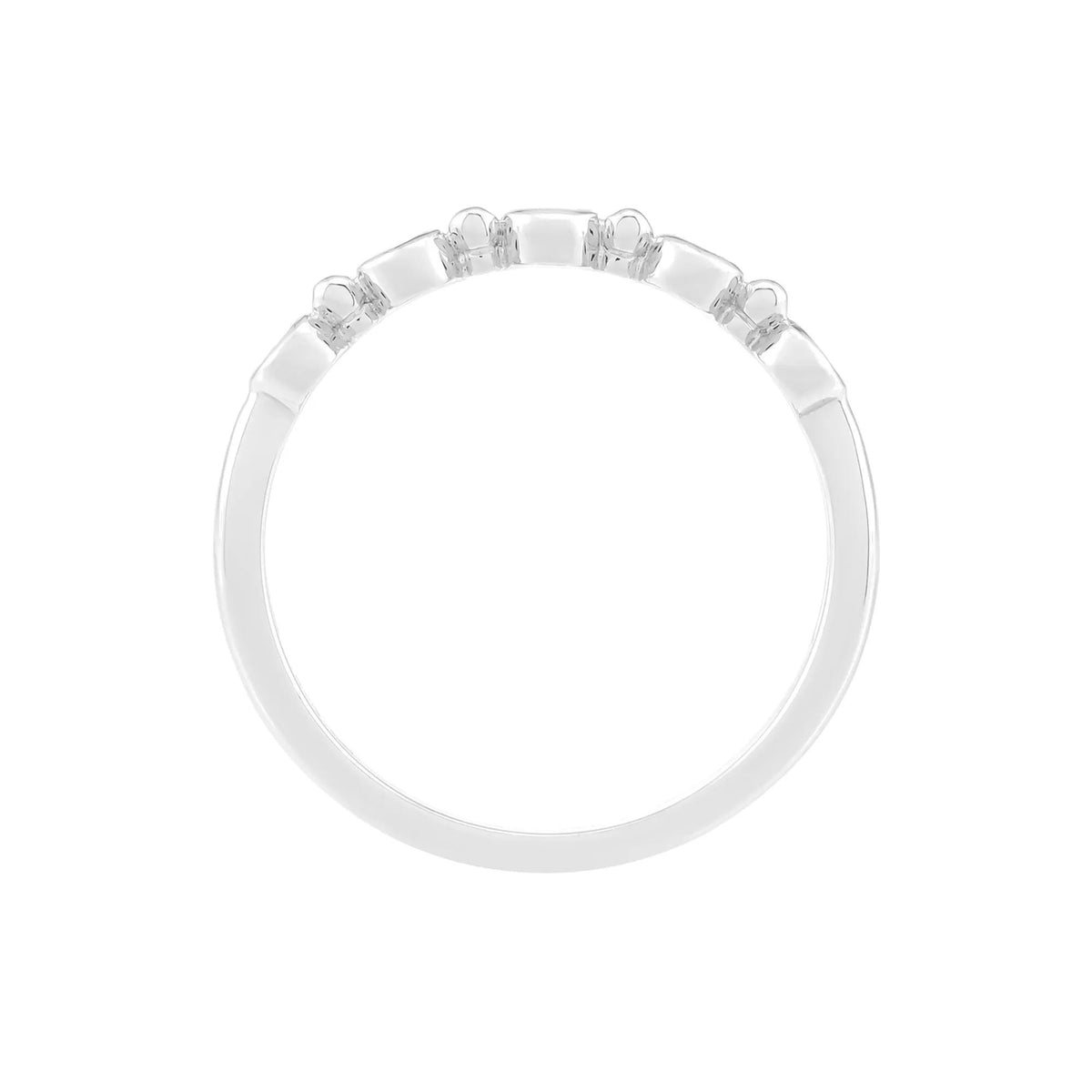 Lab-Created Blue Sapphire Bezel Stack Ring .925 Sterling Silver Round Brilliant Cut White Size 9 2mm