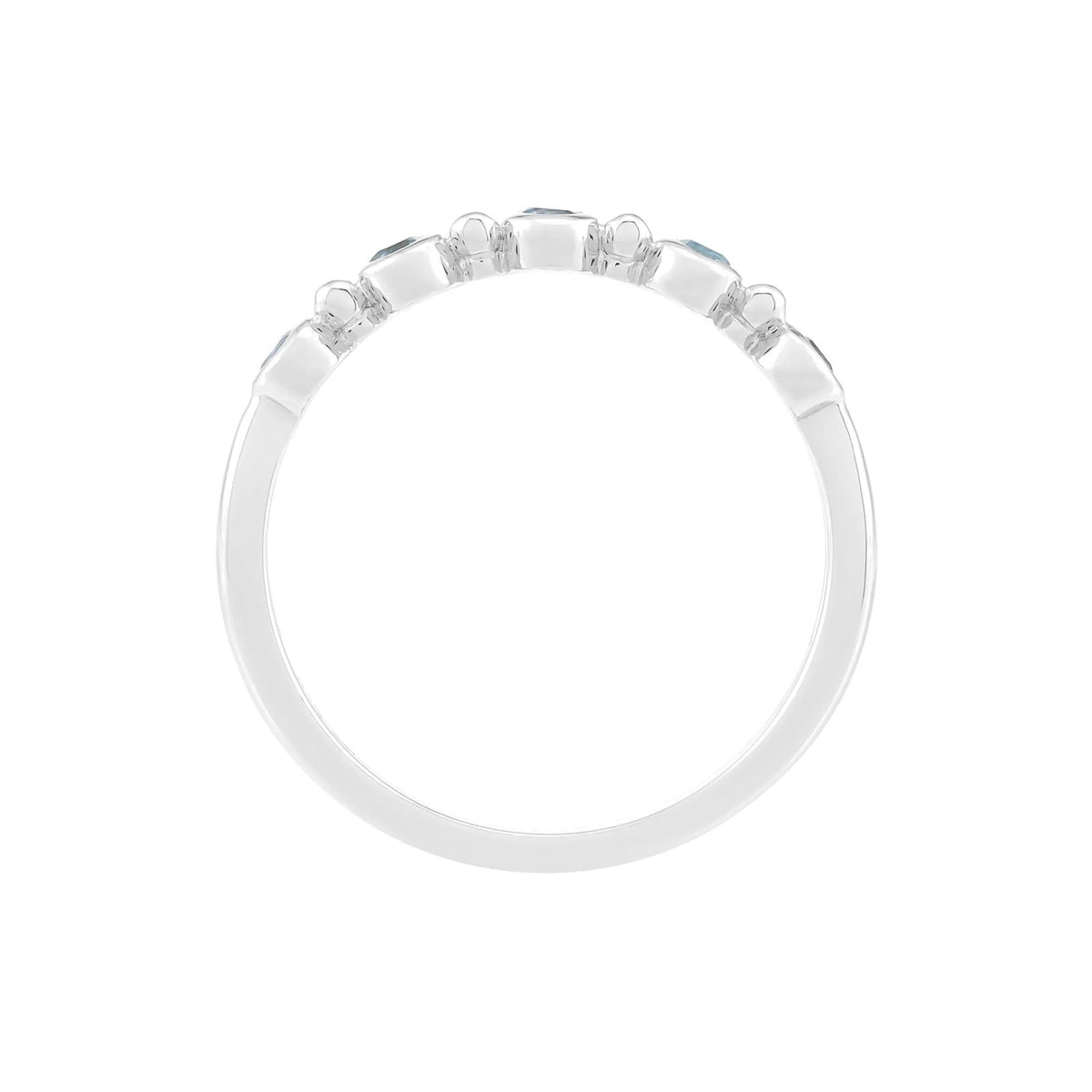 Lab-Created Cabochon Opal Bezel Stack Ring .925 Sterling Silver White Size 6 2mm