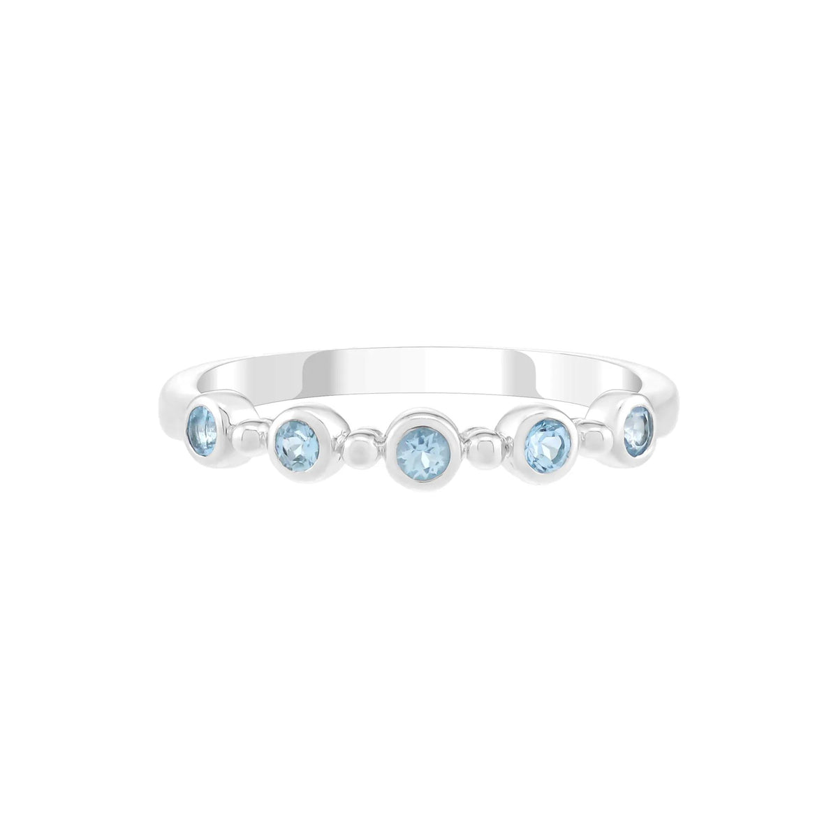 Swiss Blue Topaz Bezel Stack Ring .925 Sterling Silver White Size 8 2mm