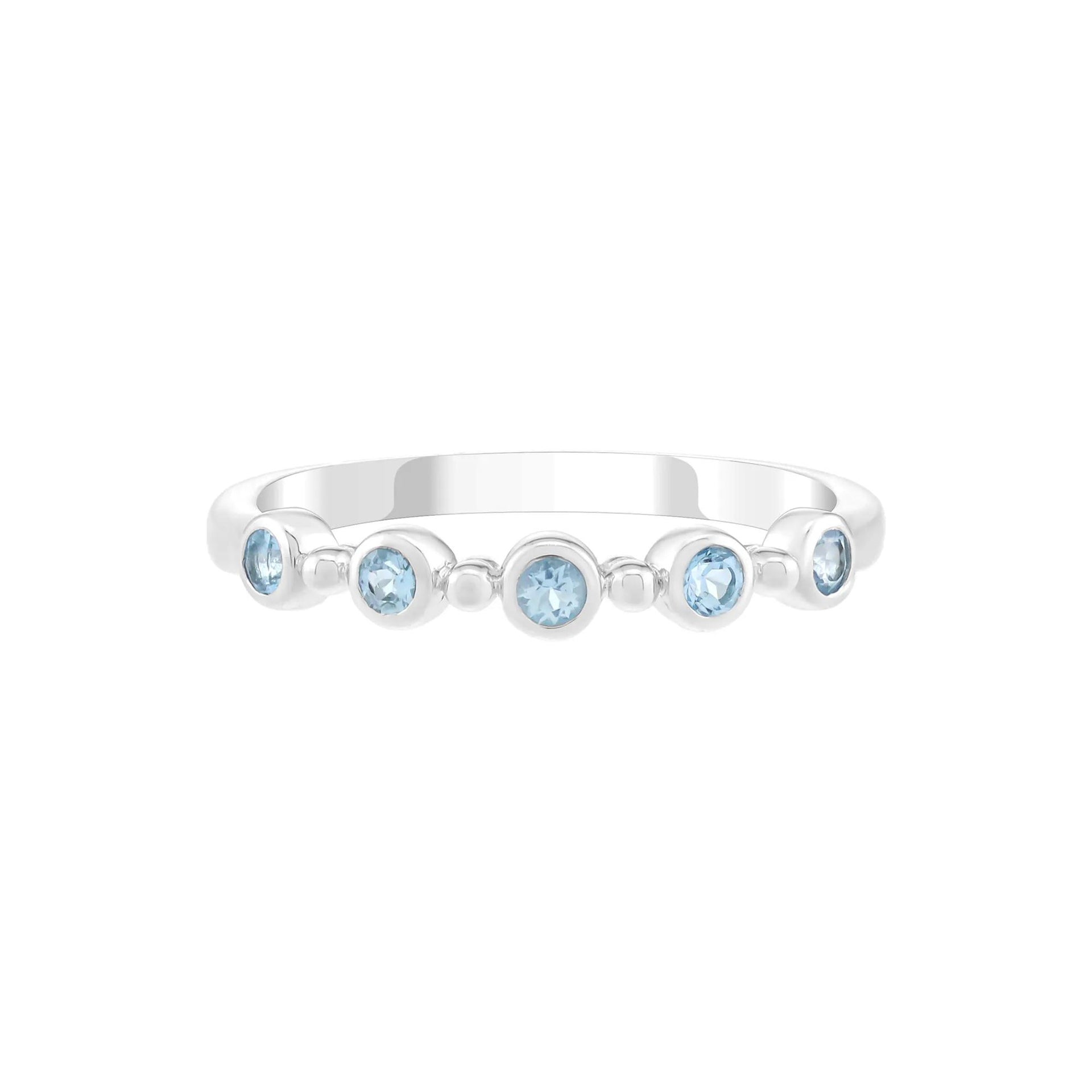 Swiss Blue Topaz Bezel Stack Ring .925 Sterling Silver White Size 10 2mm