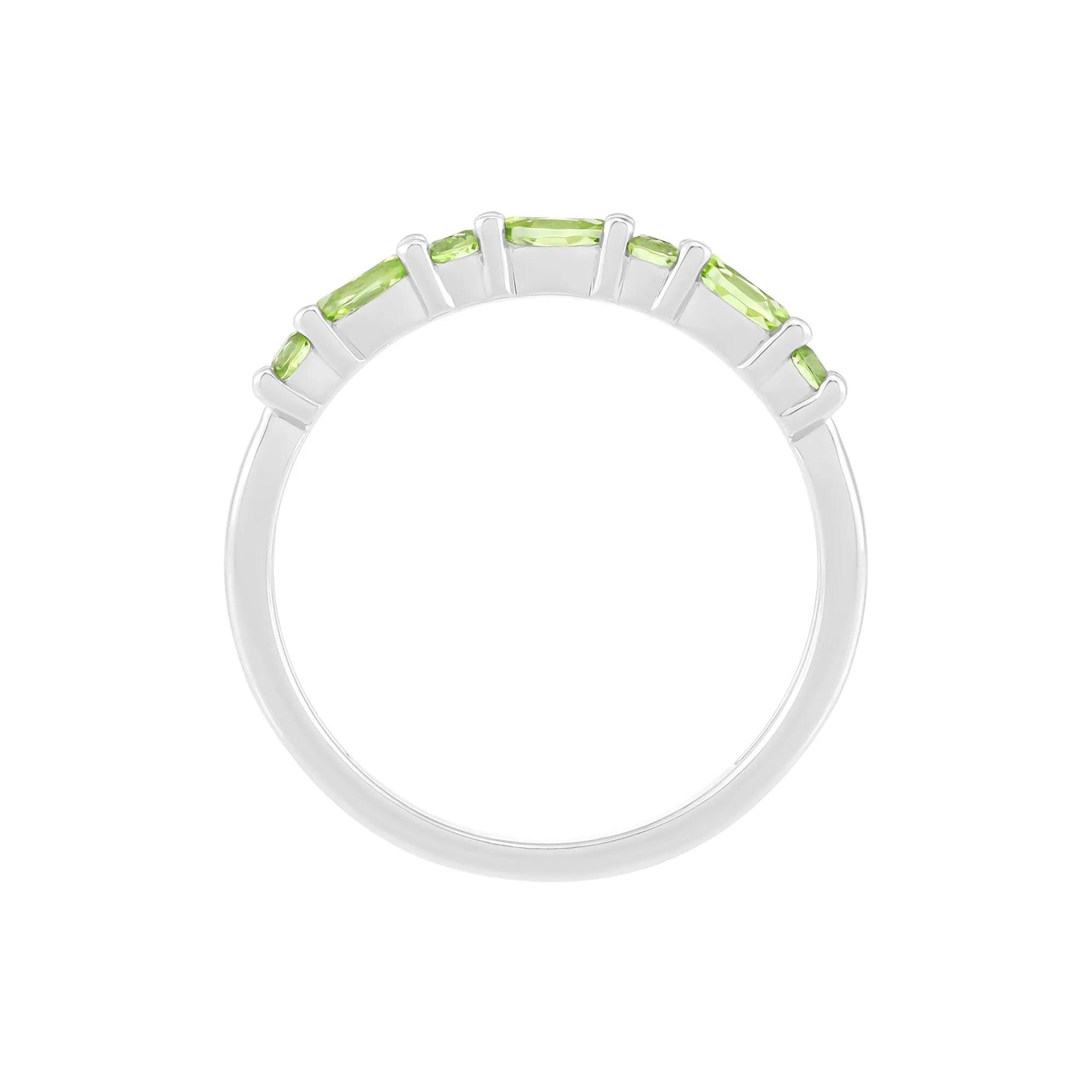 Peridot Stack Ring .925 Sterling Silver Round Brilliant Cut White Size 5 1.5mm