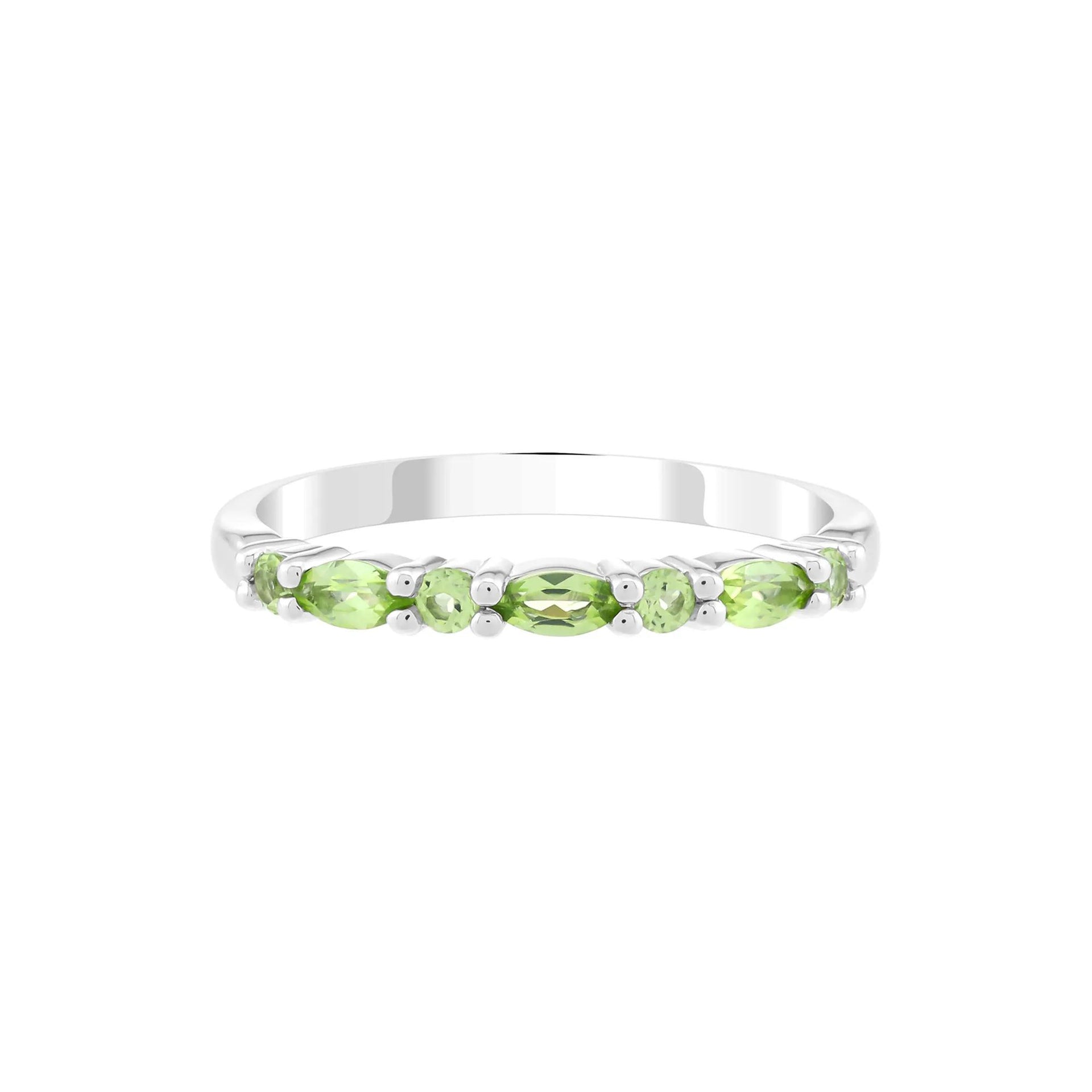 Peridot Stack Ring .925 Sterling Silver Round Brilliant Cut White Size 5 1.5mm