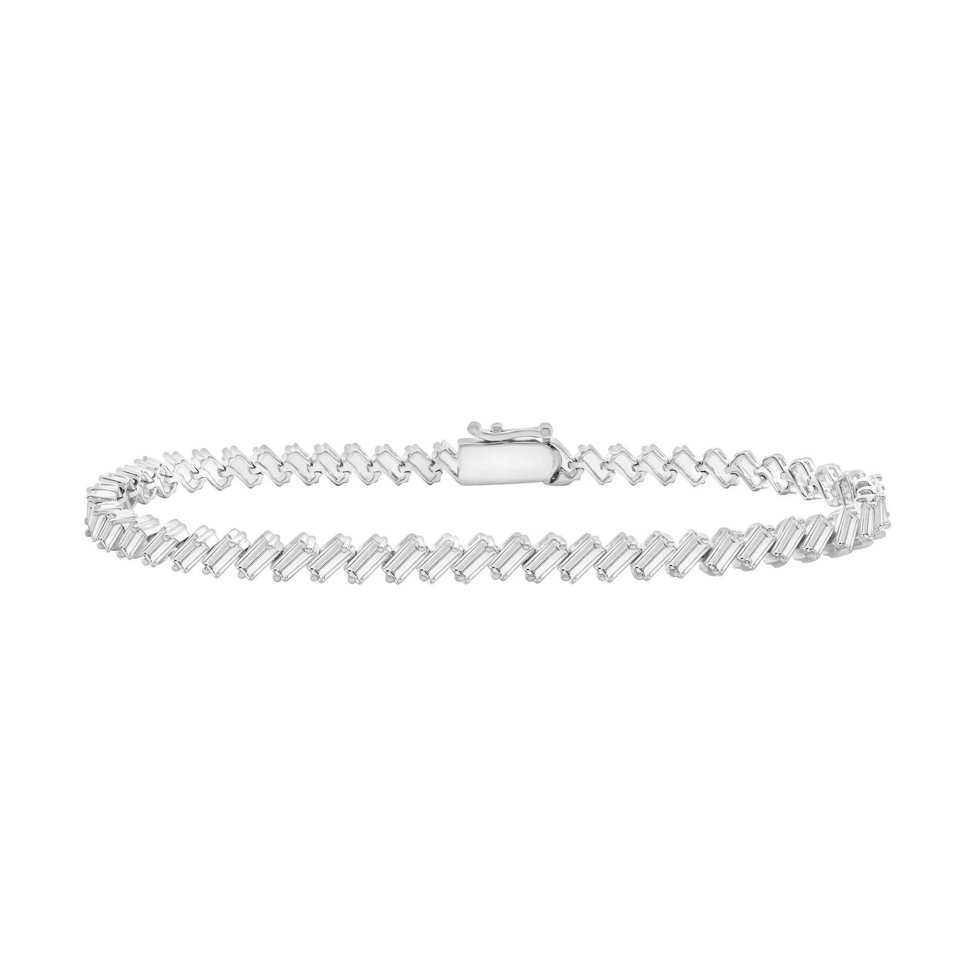Lab-Created White Sapphire Tennis Bracelet .925 Sterling Silver Size 4.40mm